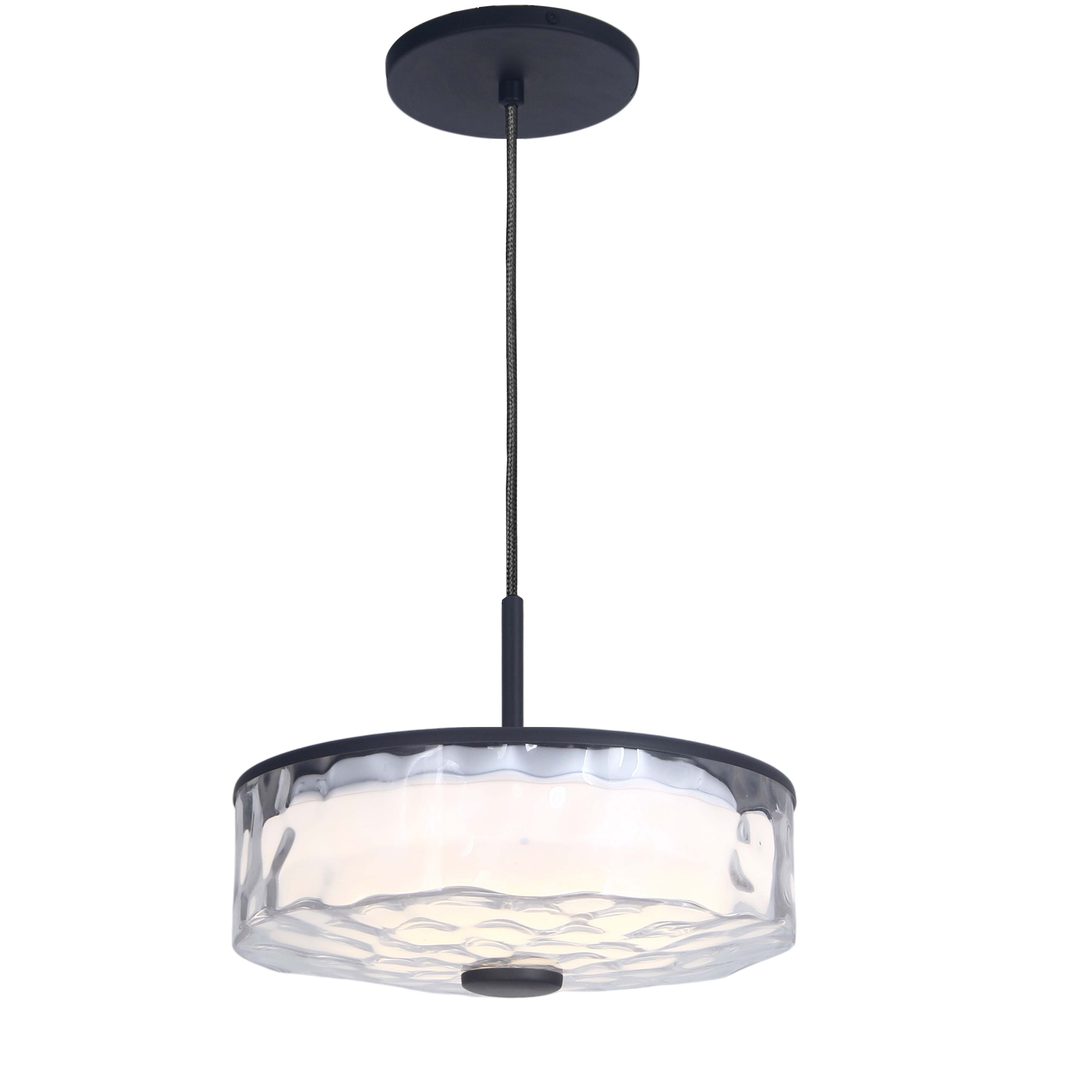 20W Pendant, MB w/ CLR Rippled Glass