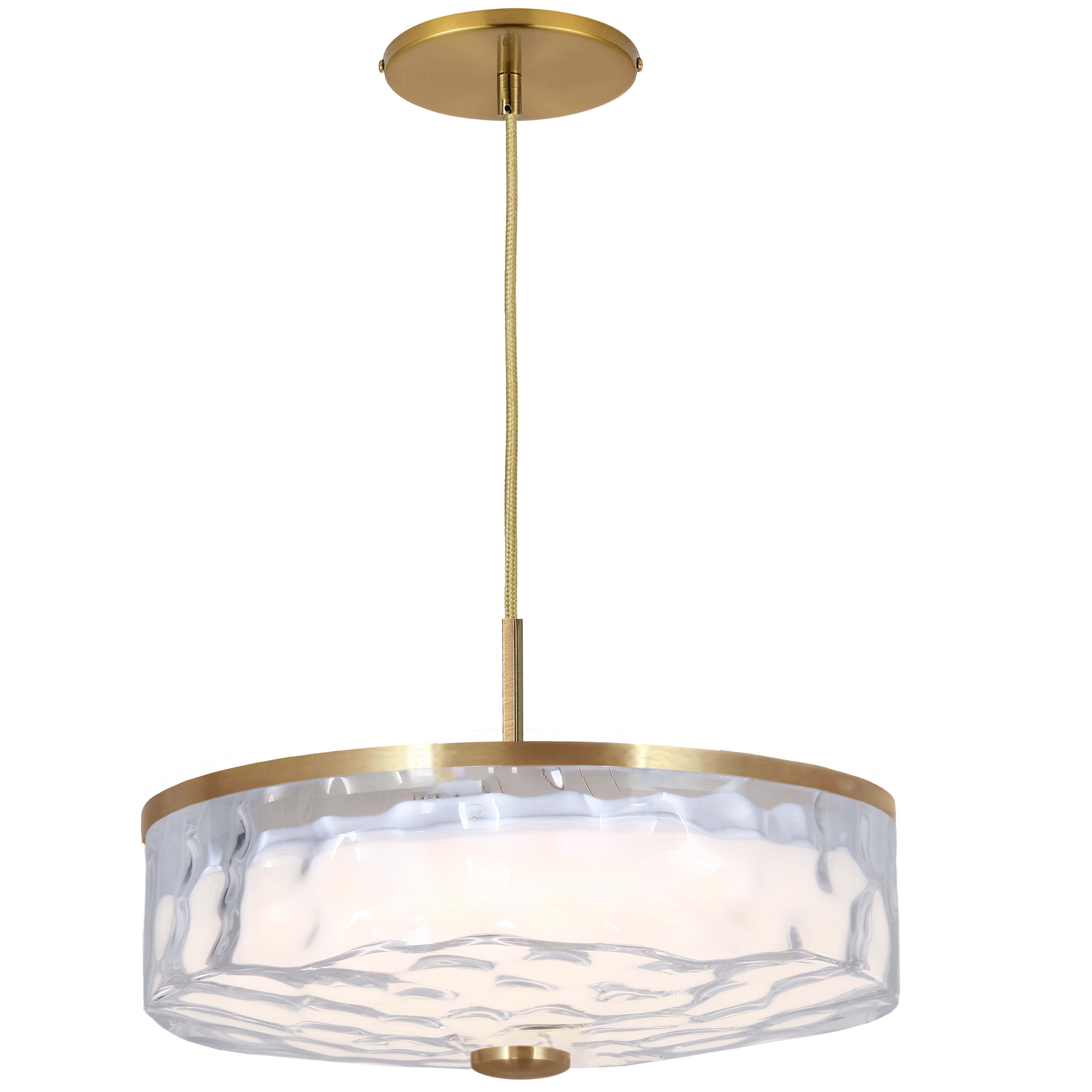 30W Pendant, AGB w/ CLR Rippled Glass