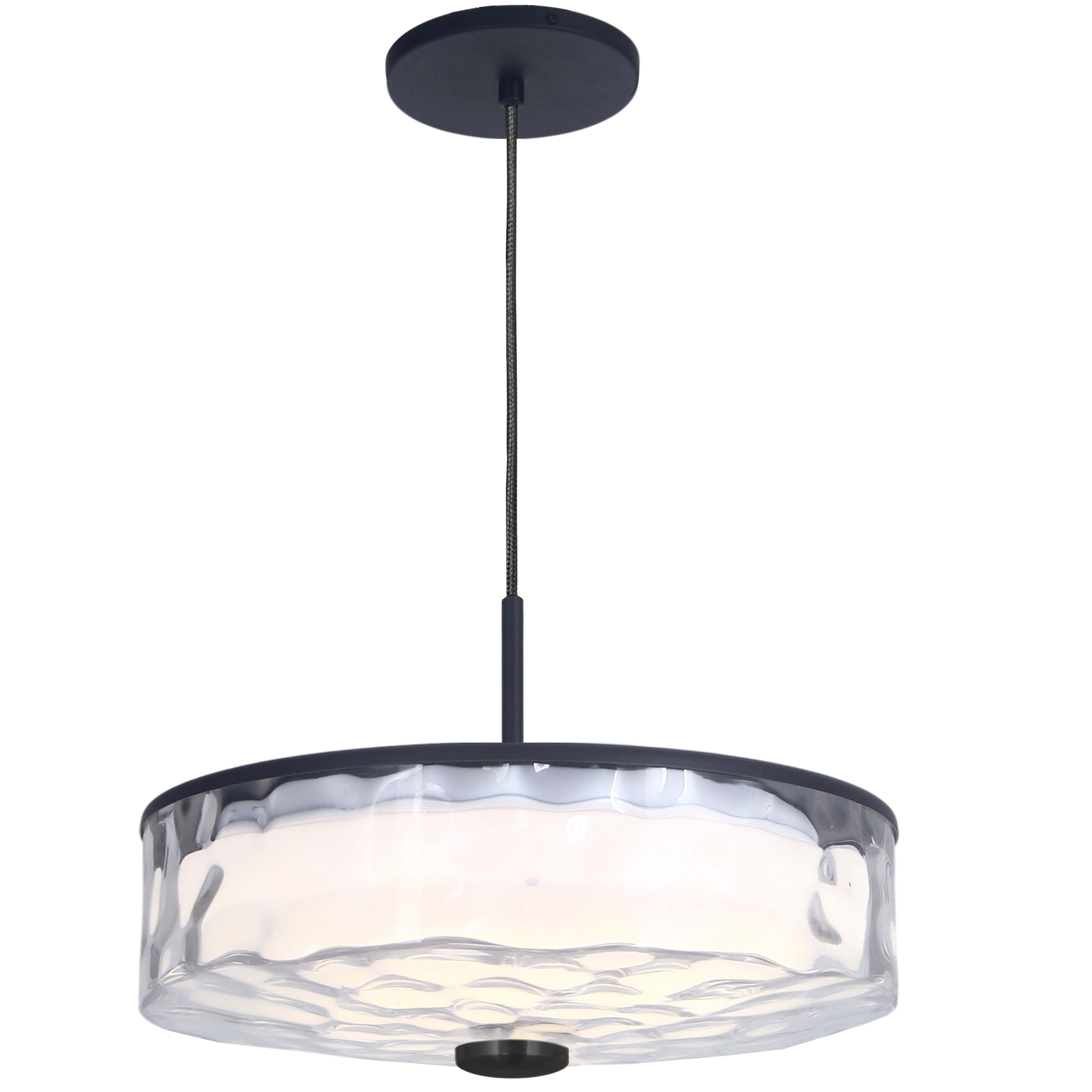 30W Pendant, MB w/ CLR Rippled Glass