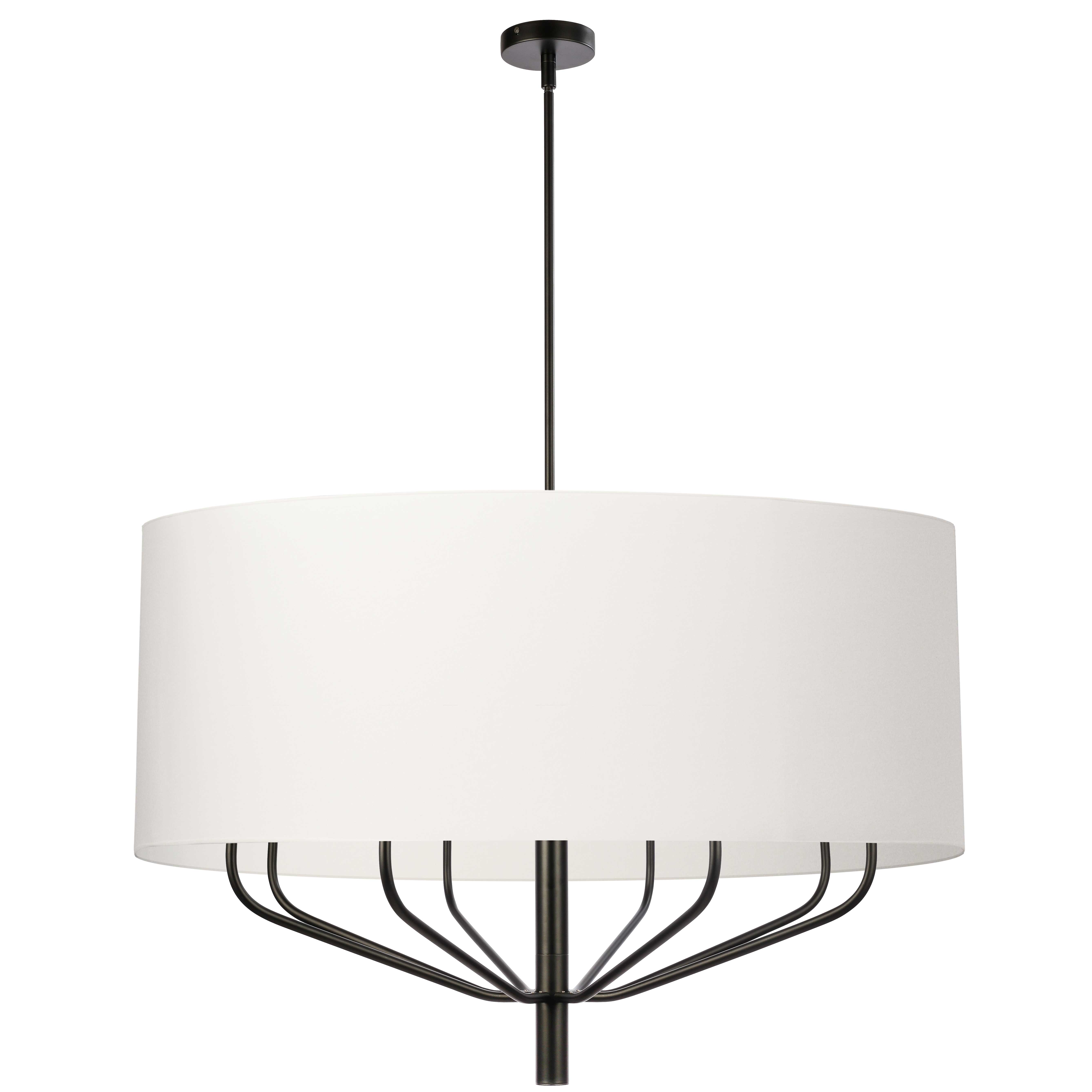 8LT Incandescent Chandelier, MB w/ WH Shade