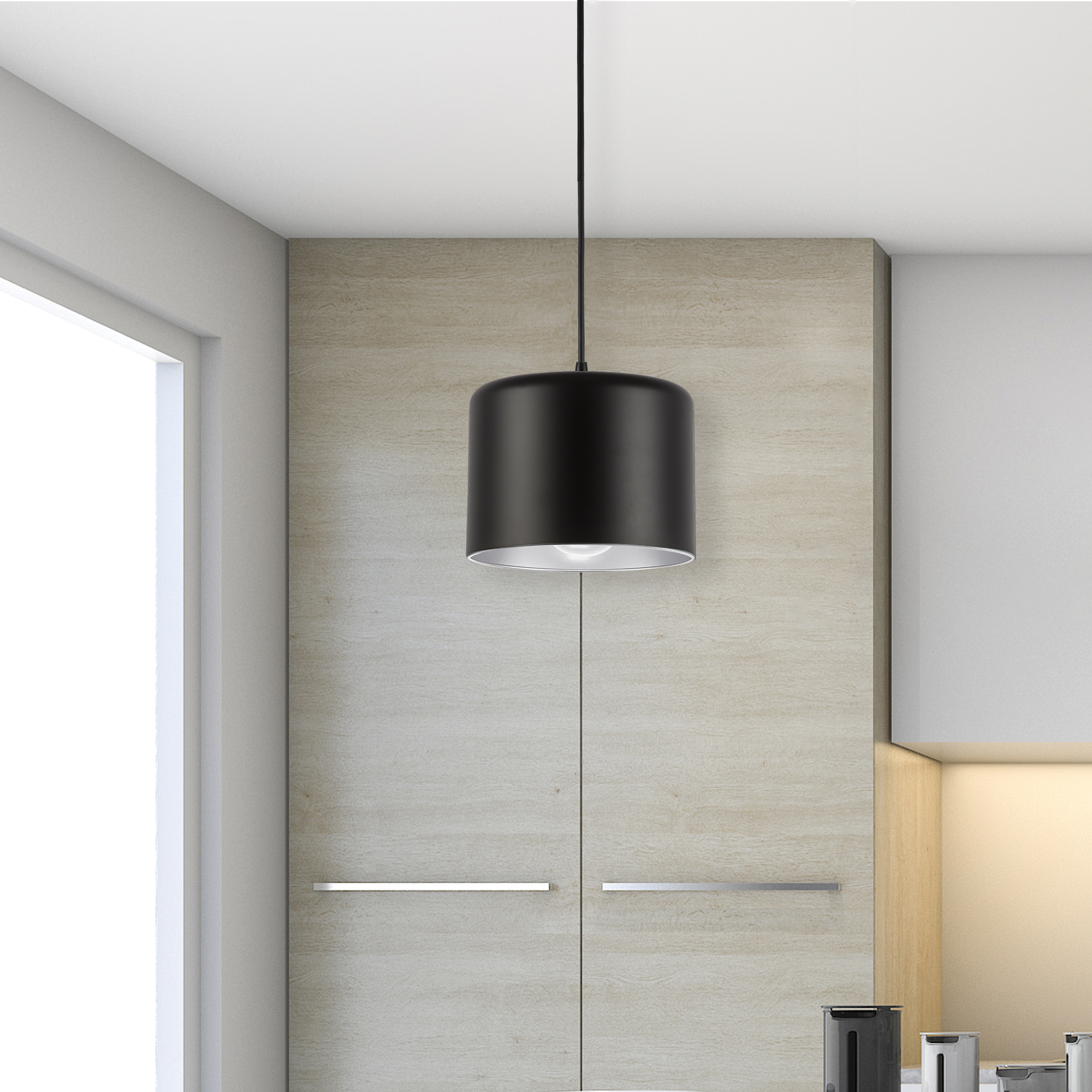 1LT Incand Pendant,  PC with MB&SLV Shade