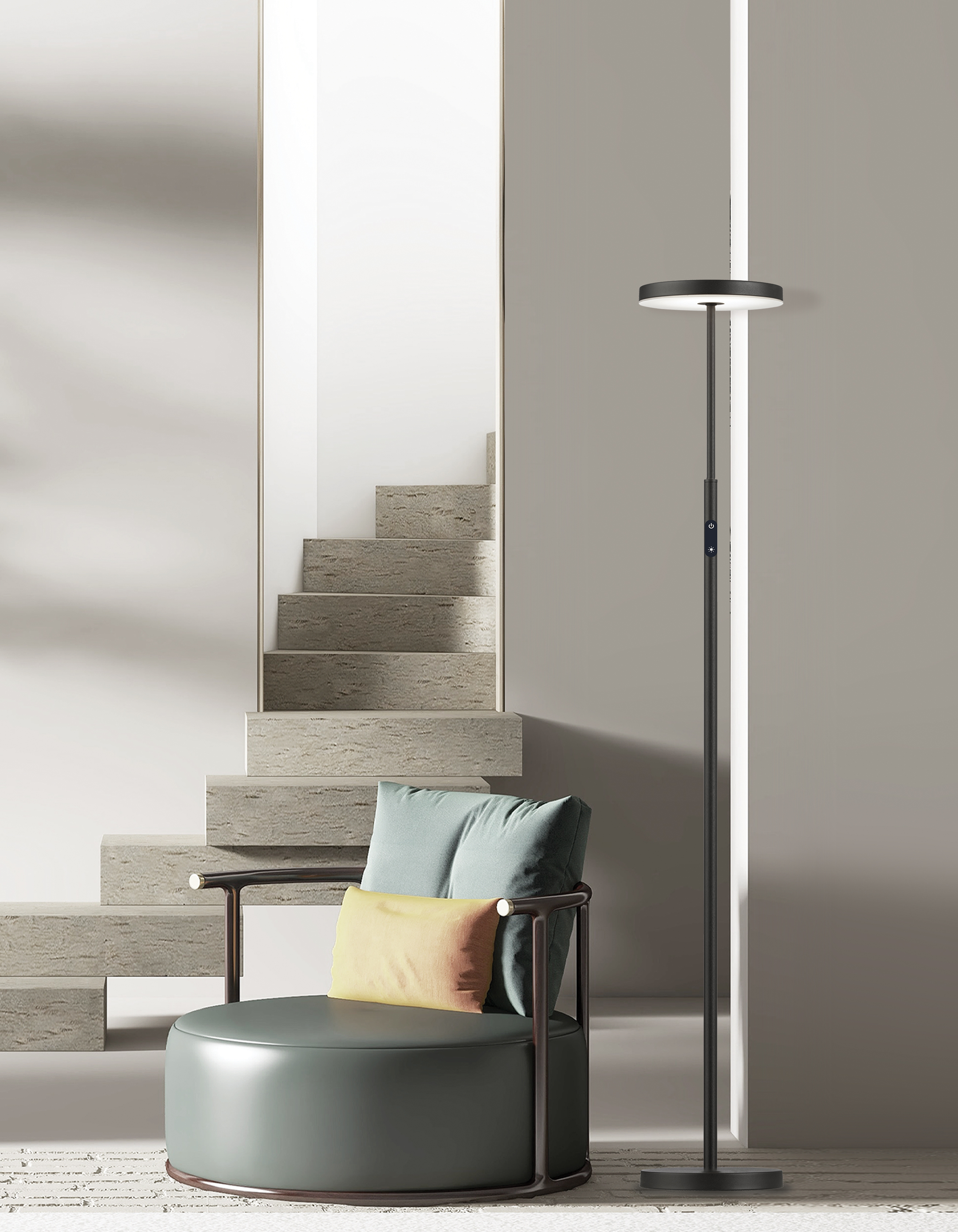 30W Floor Lamp, SB w/WH Acrylic Diffuser