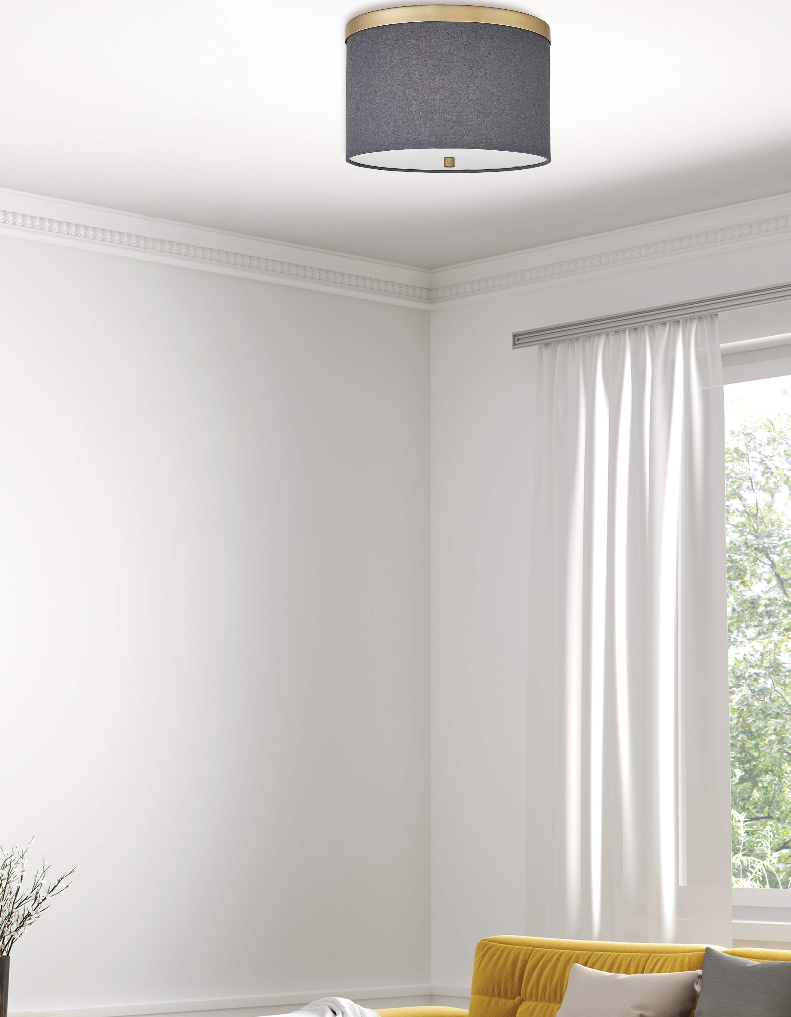 2LT Flush Mount, AGB w/ GRY Shade