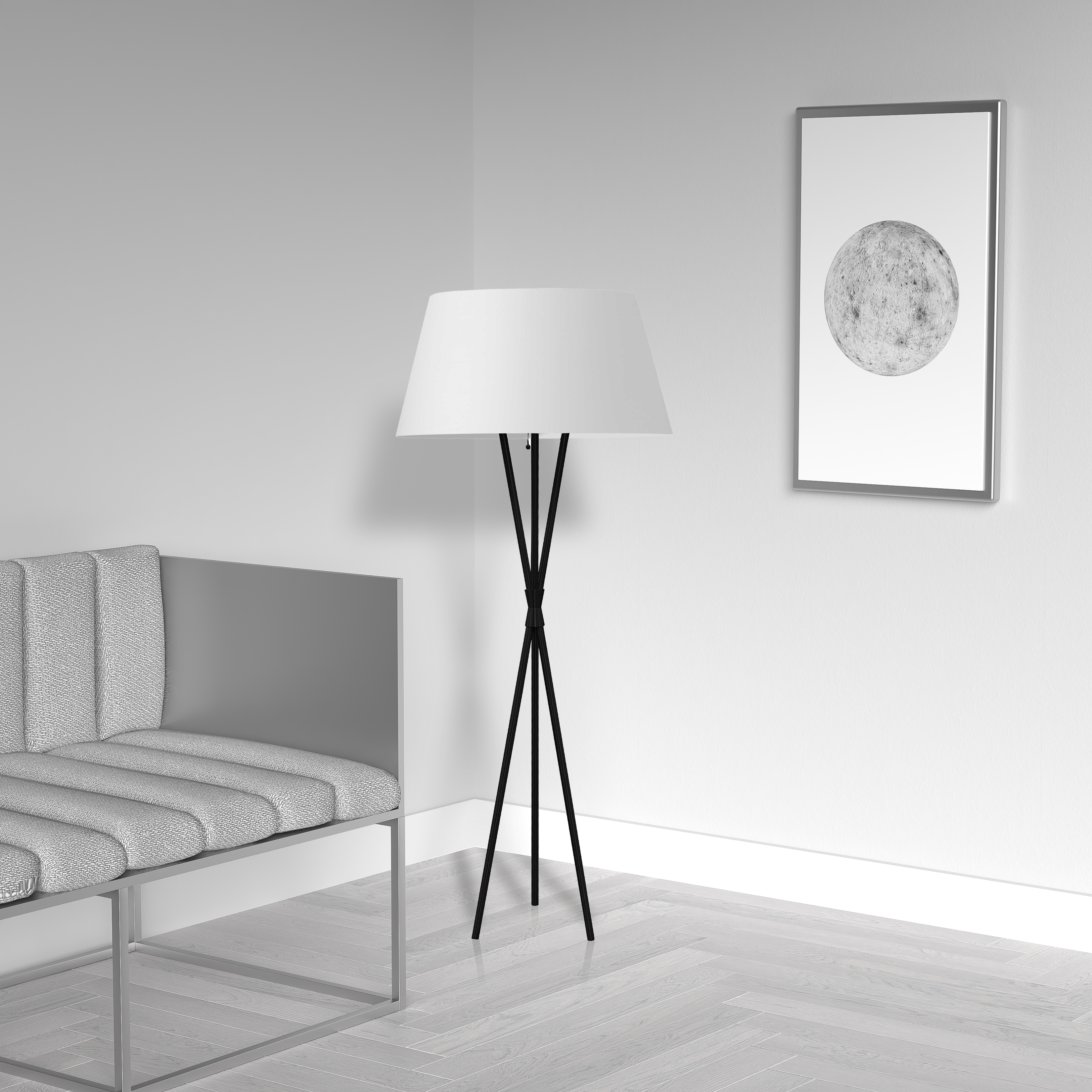 1LT Floor Lamp, MB w/ WH Shade
