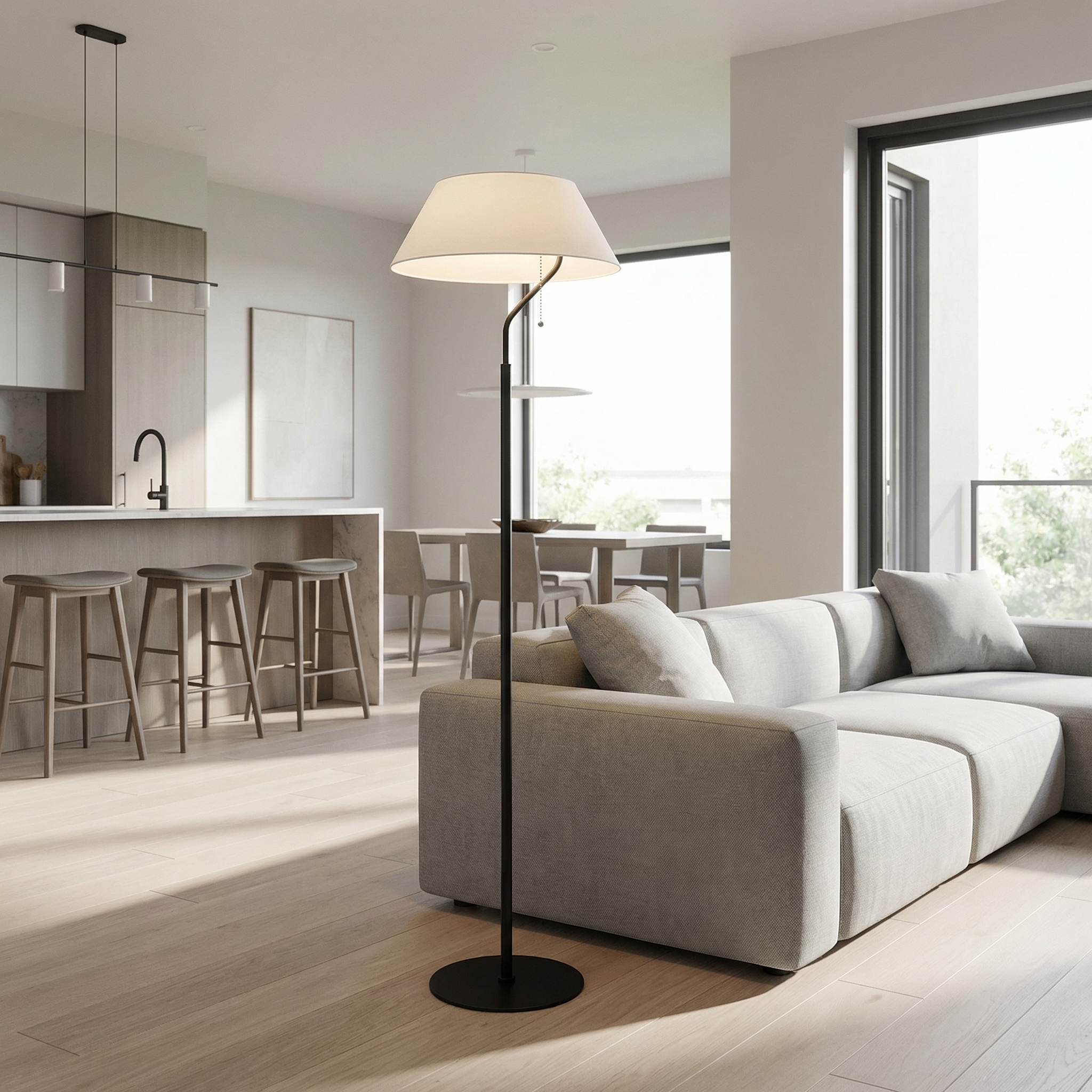 1LT Floor Lamp, MB w/WH Shade