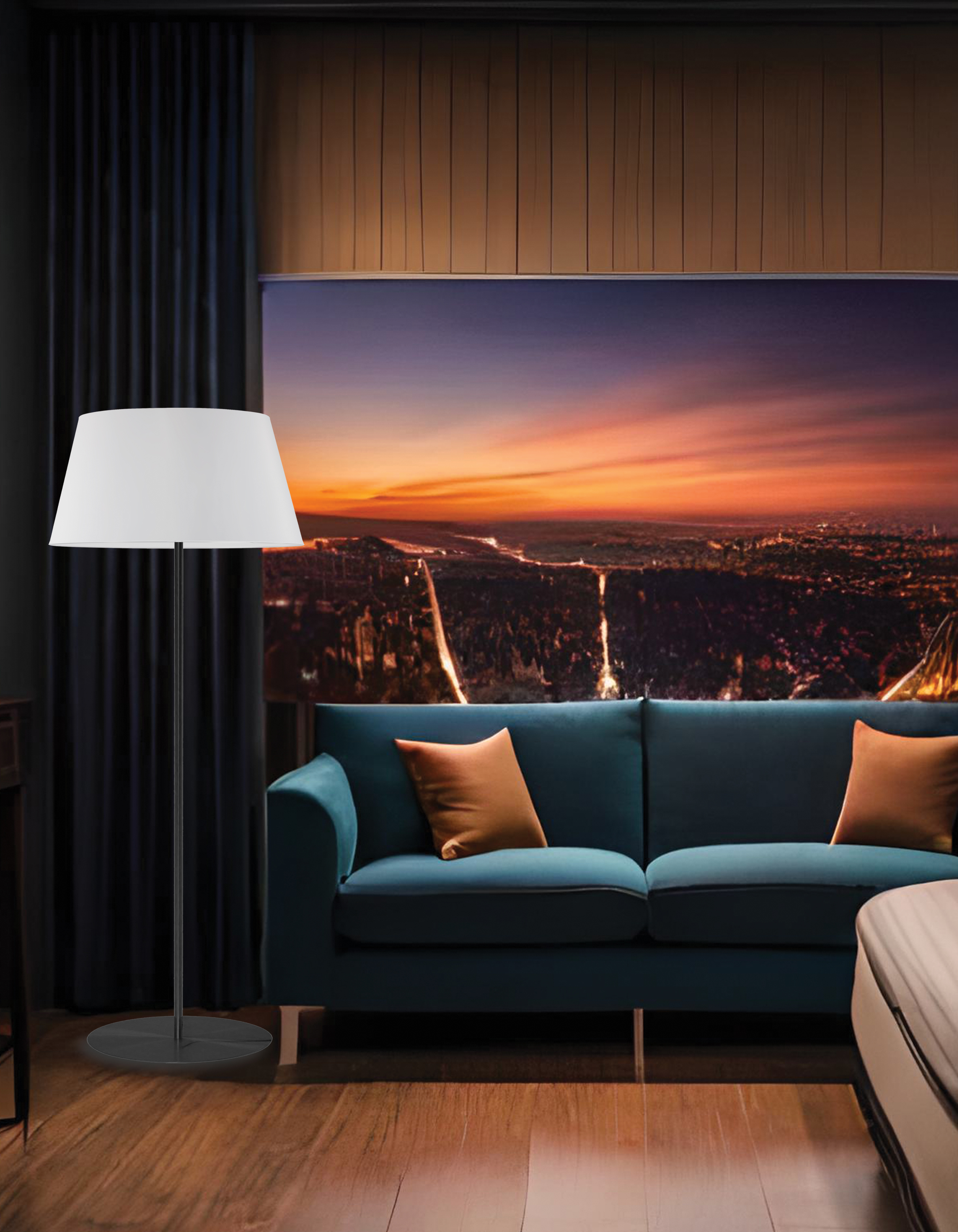 1LT Rnd Base Floor Lamp, MB w/ WH Shade