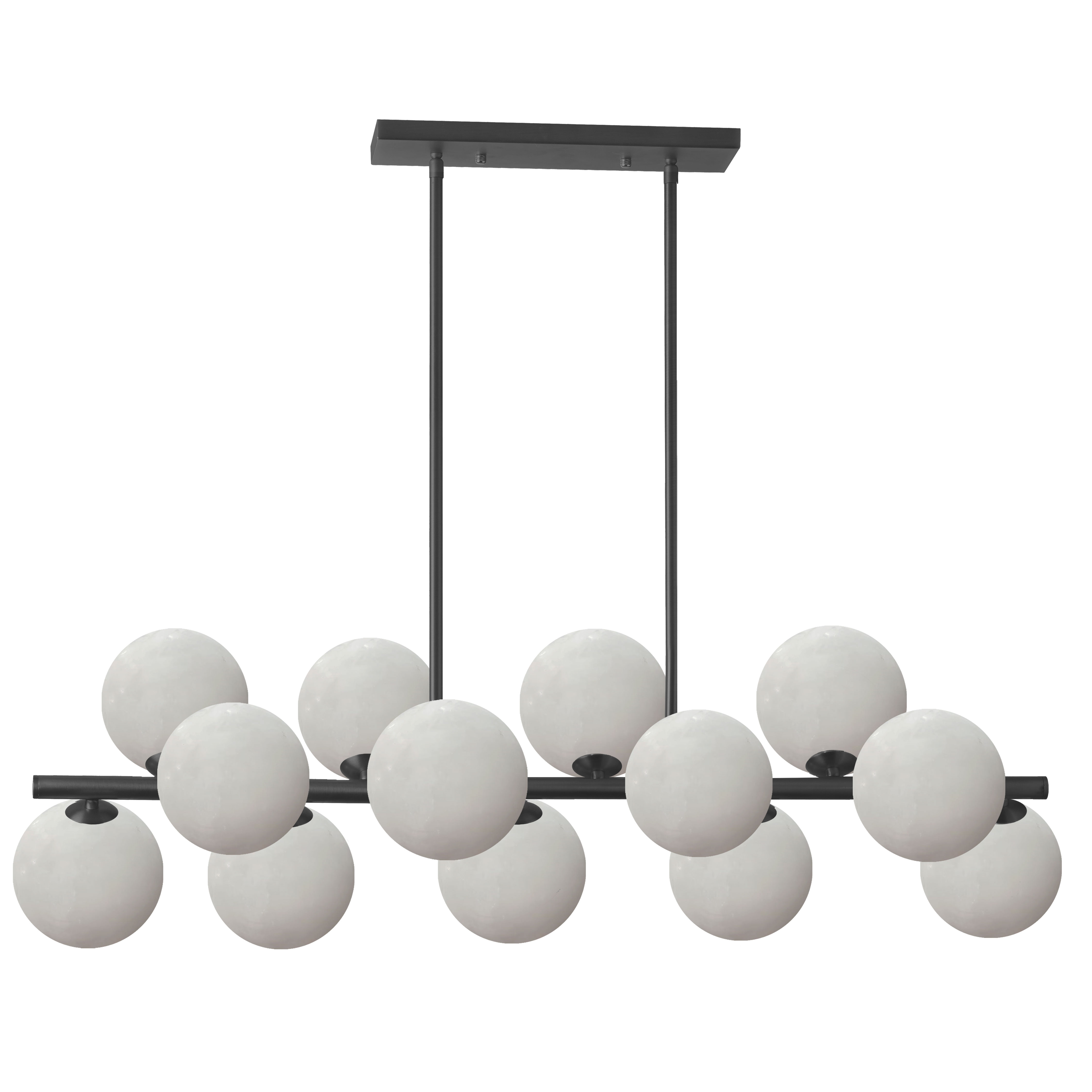 13LT Horizontal Pendant, MB w/ Alabaster Glass
