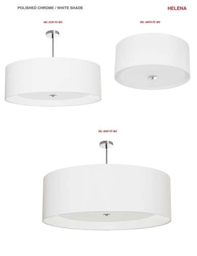 4LT Helena Pendant PC, White w/White Diffuser