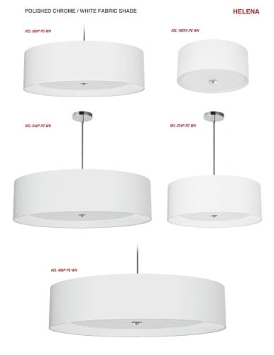 6LT Helena Pendant PC, WH w/WH Diffuser