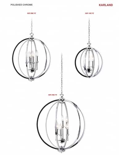 6LT Chandelier, Polished Chrome w/Jewelled Accents