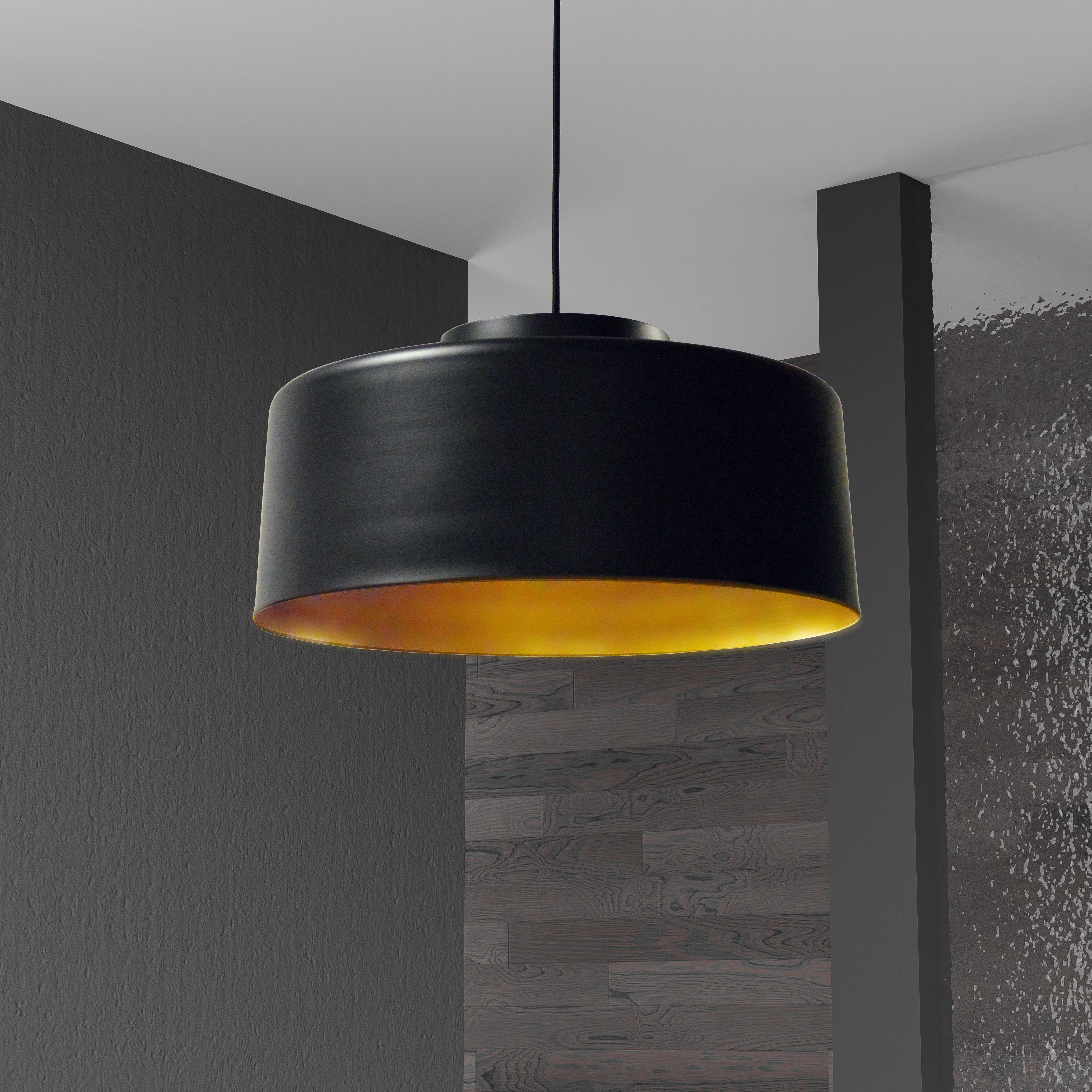 1LT Incandescent Metal Pendant,Black & Gold Finish