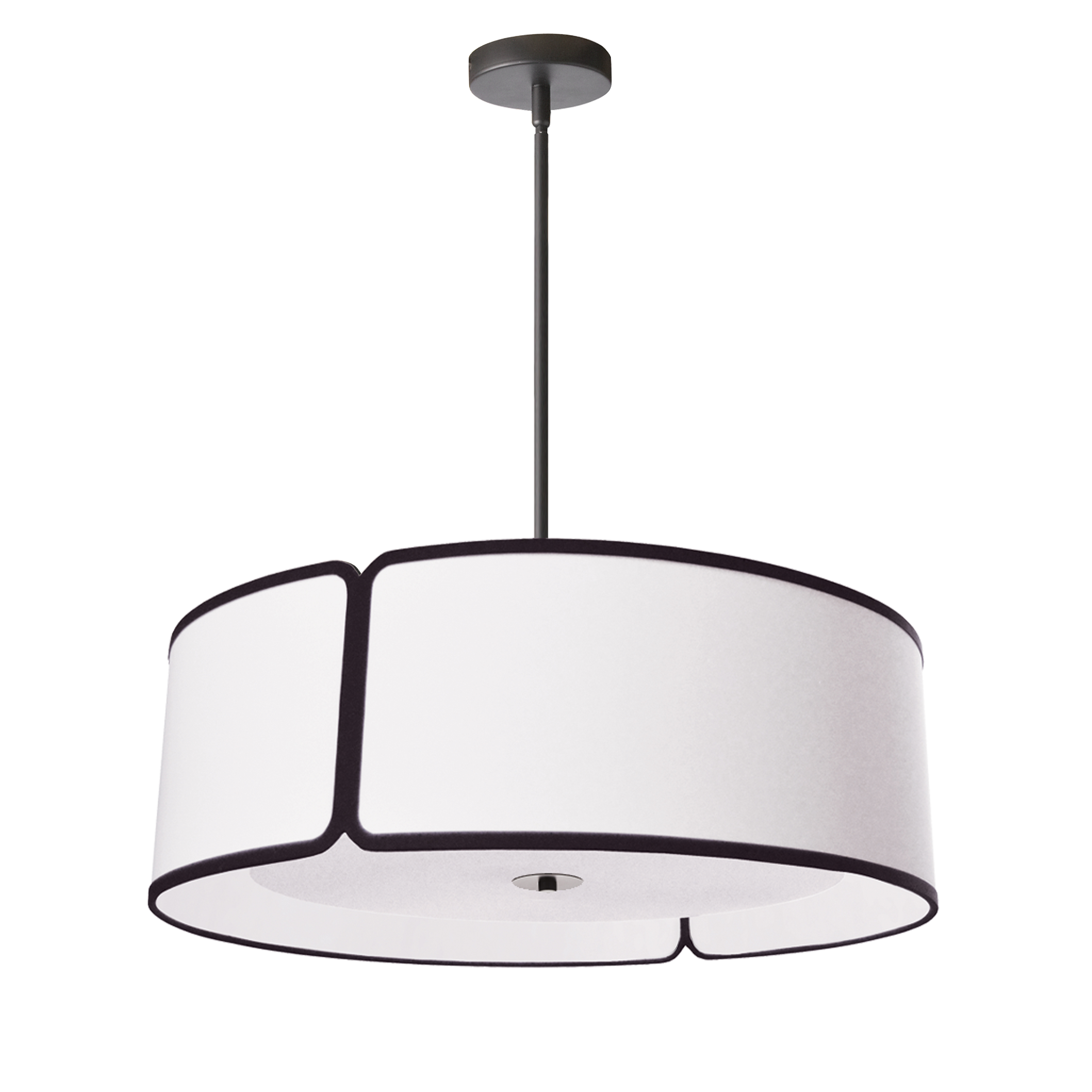 4LT Notched Drum Pendant BK, WH Shade & Diffuser