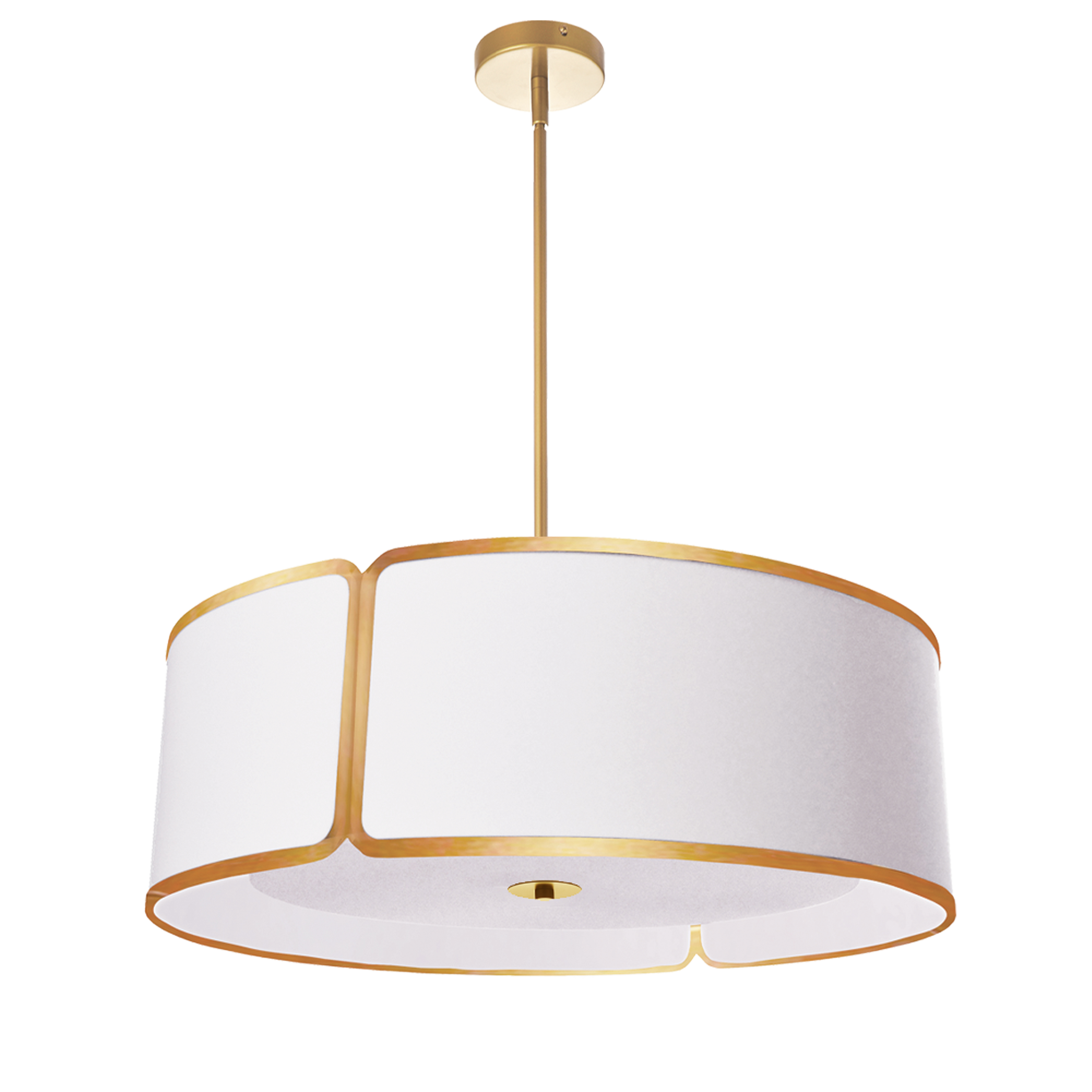 4LT Notched Drum Pendant GLD, WH Shade & Diffuser