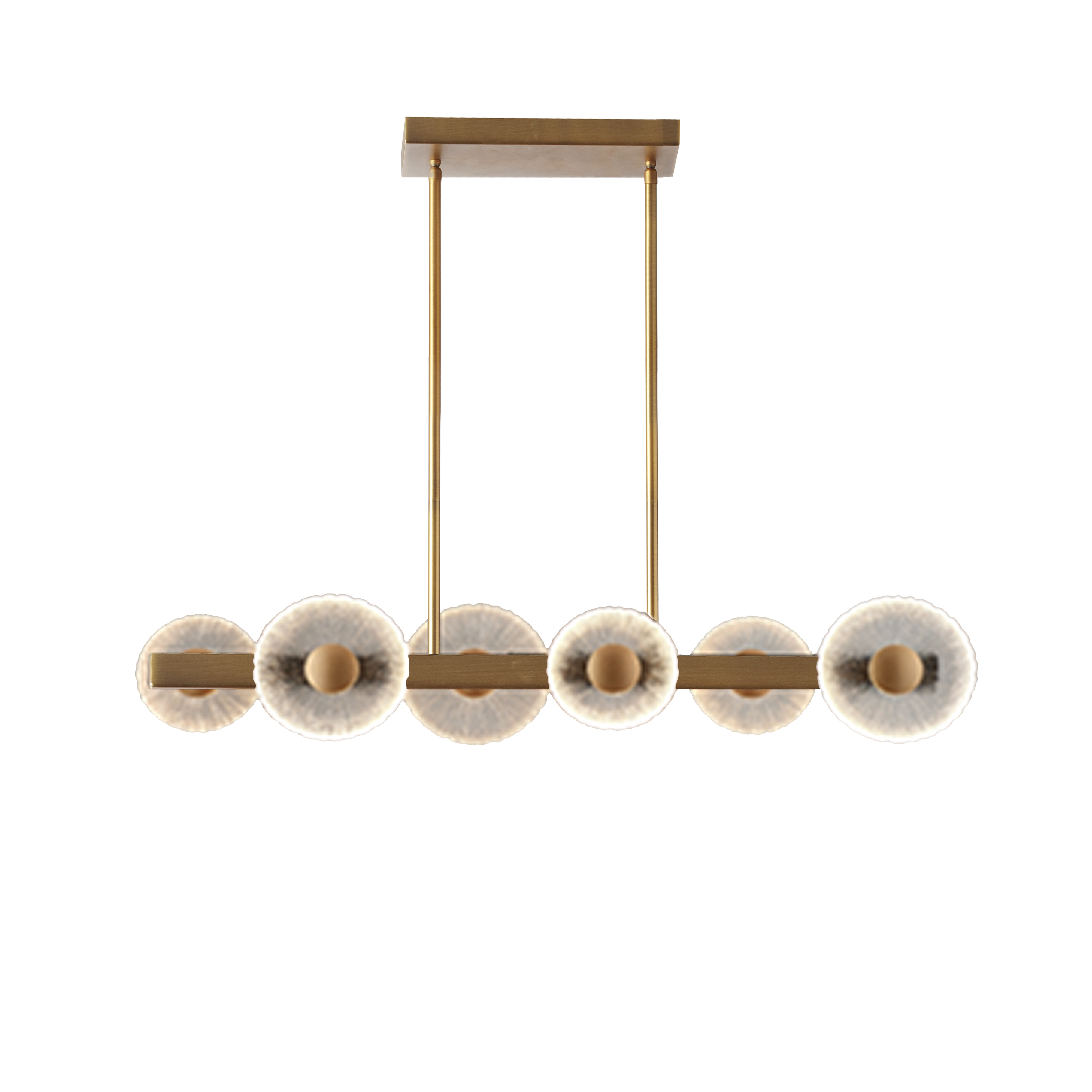 48W 5CCT Horiz Pendant, AGB w/ Clear Textured Glas