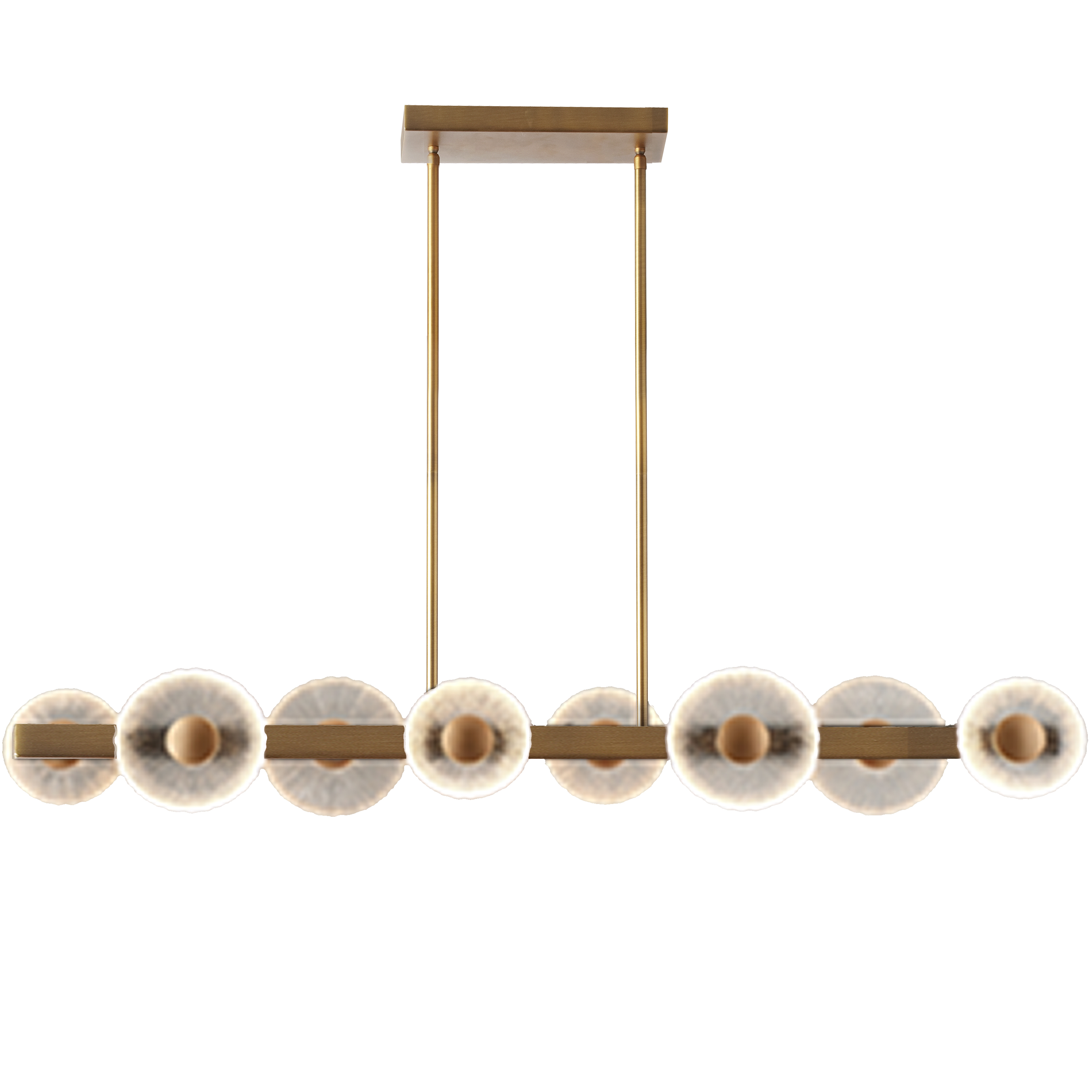 64W 5CCT Horiz Pendant, AGB w/ Clear Textured Glas