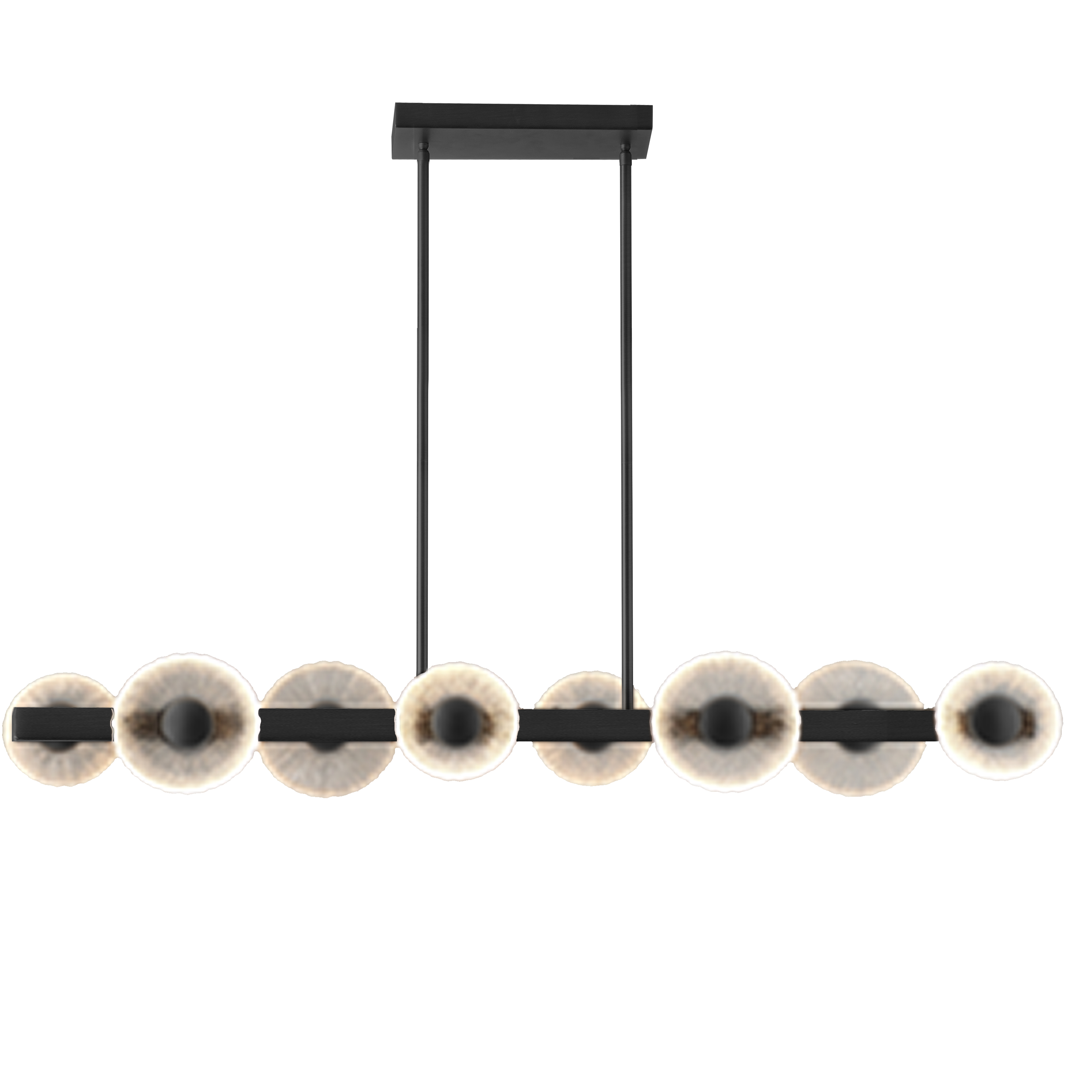 64W 5CCT Horiz Pendant, MB w/ Clear Textured Glass