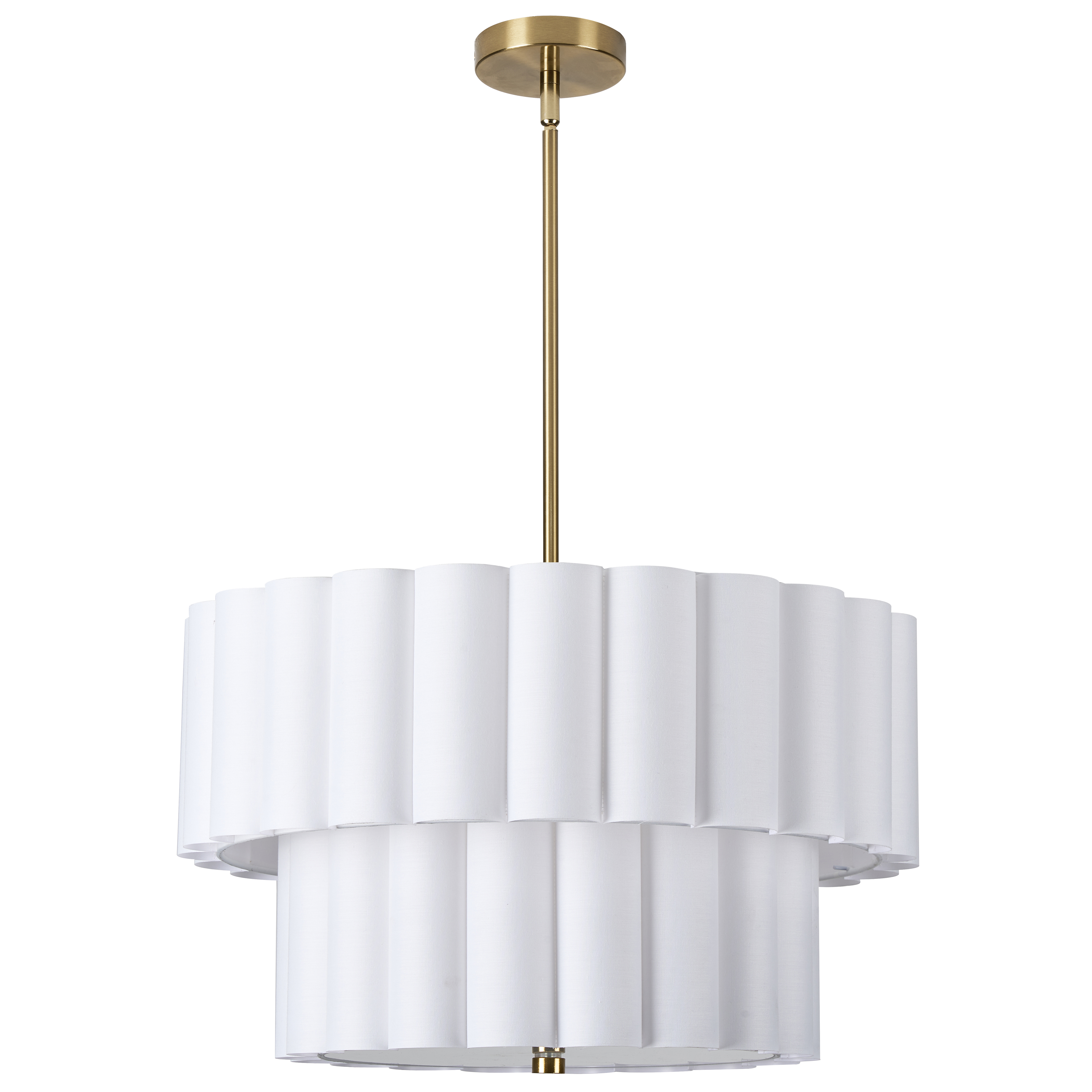 4LT AGB 2 Tier Pendant w/ WH Scallop Shades