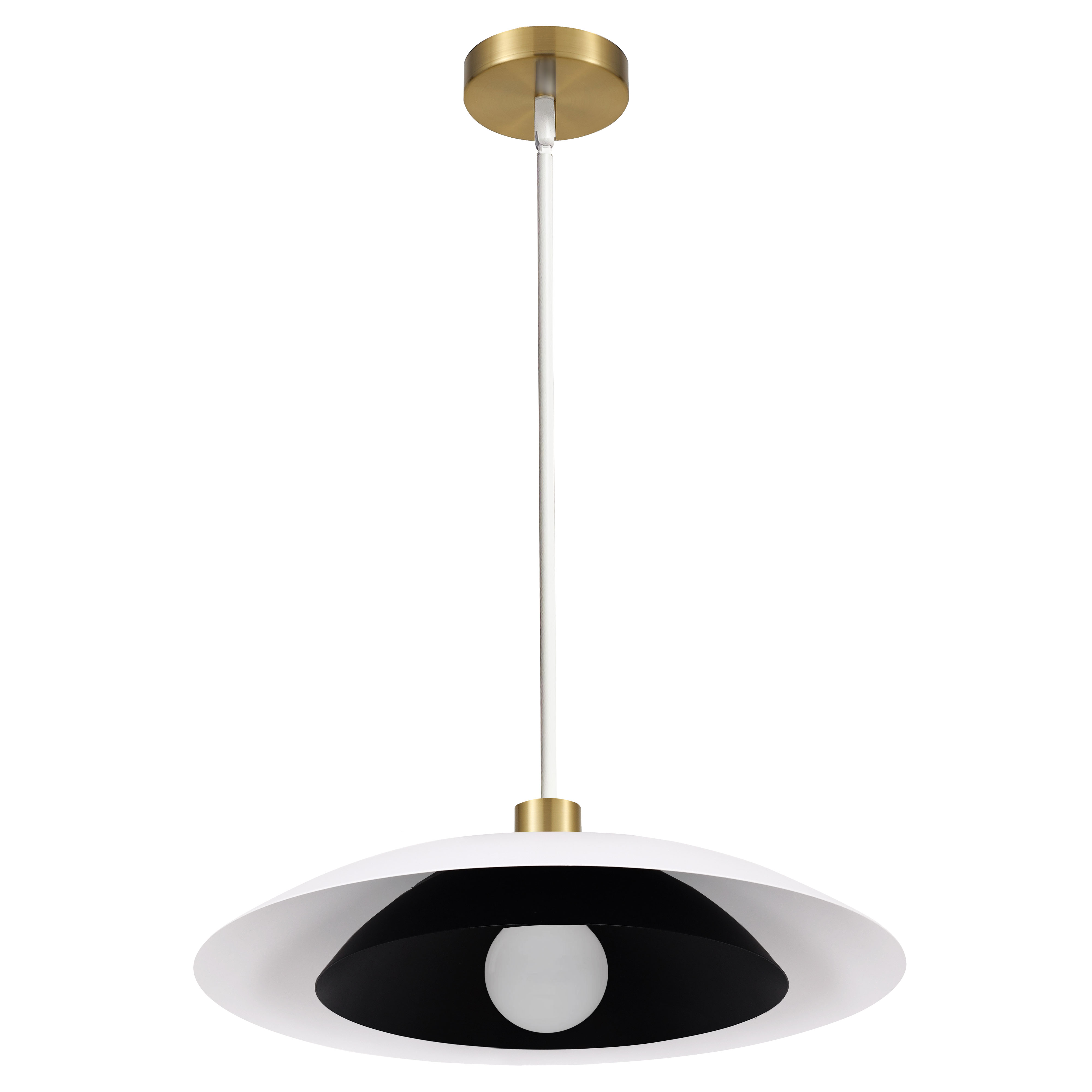 1LT Pendant, AGB w/ MW & MB Metal Shade