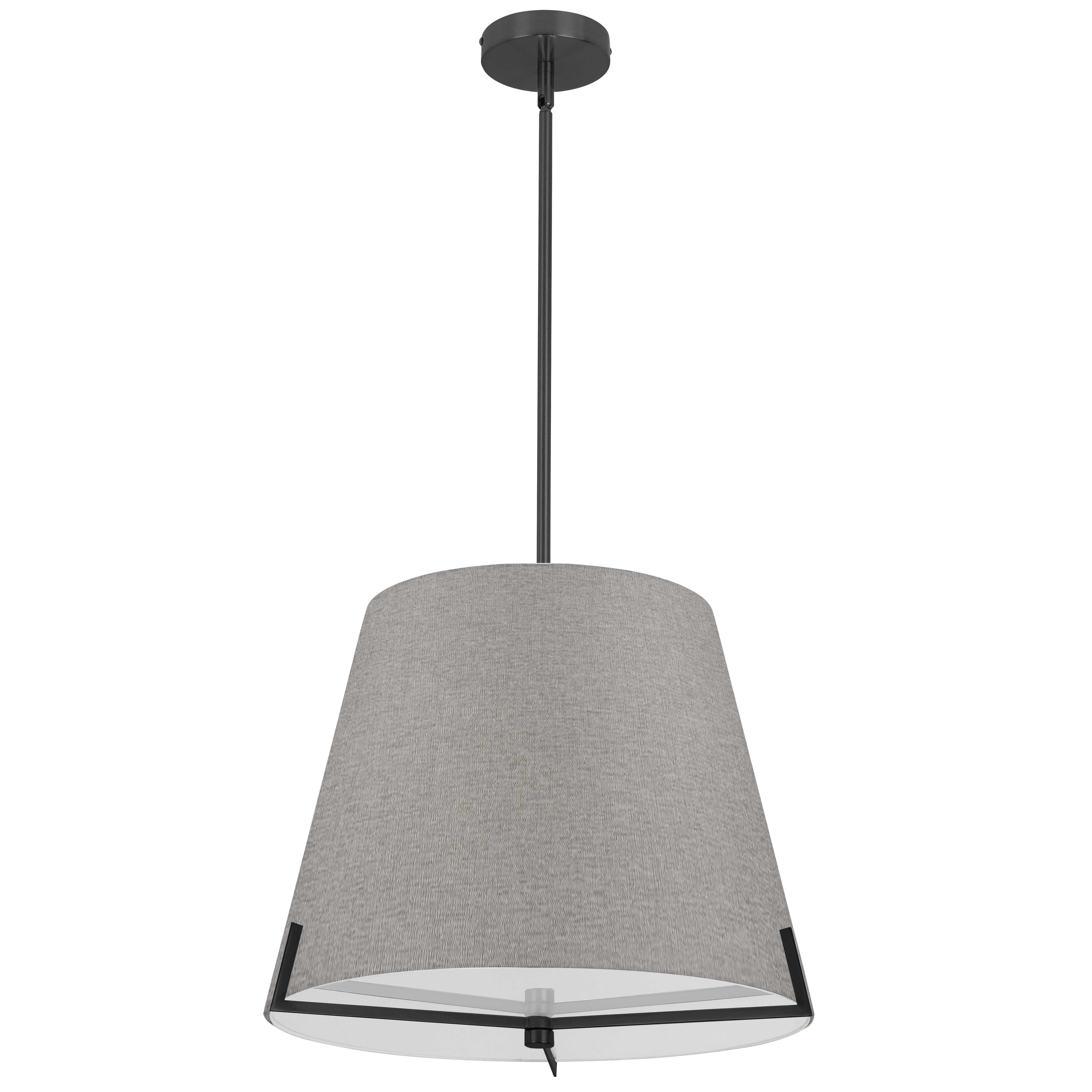 4 LT Incandescent Pendant, MB w/ GRY fabric shade
