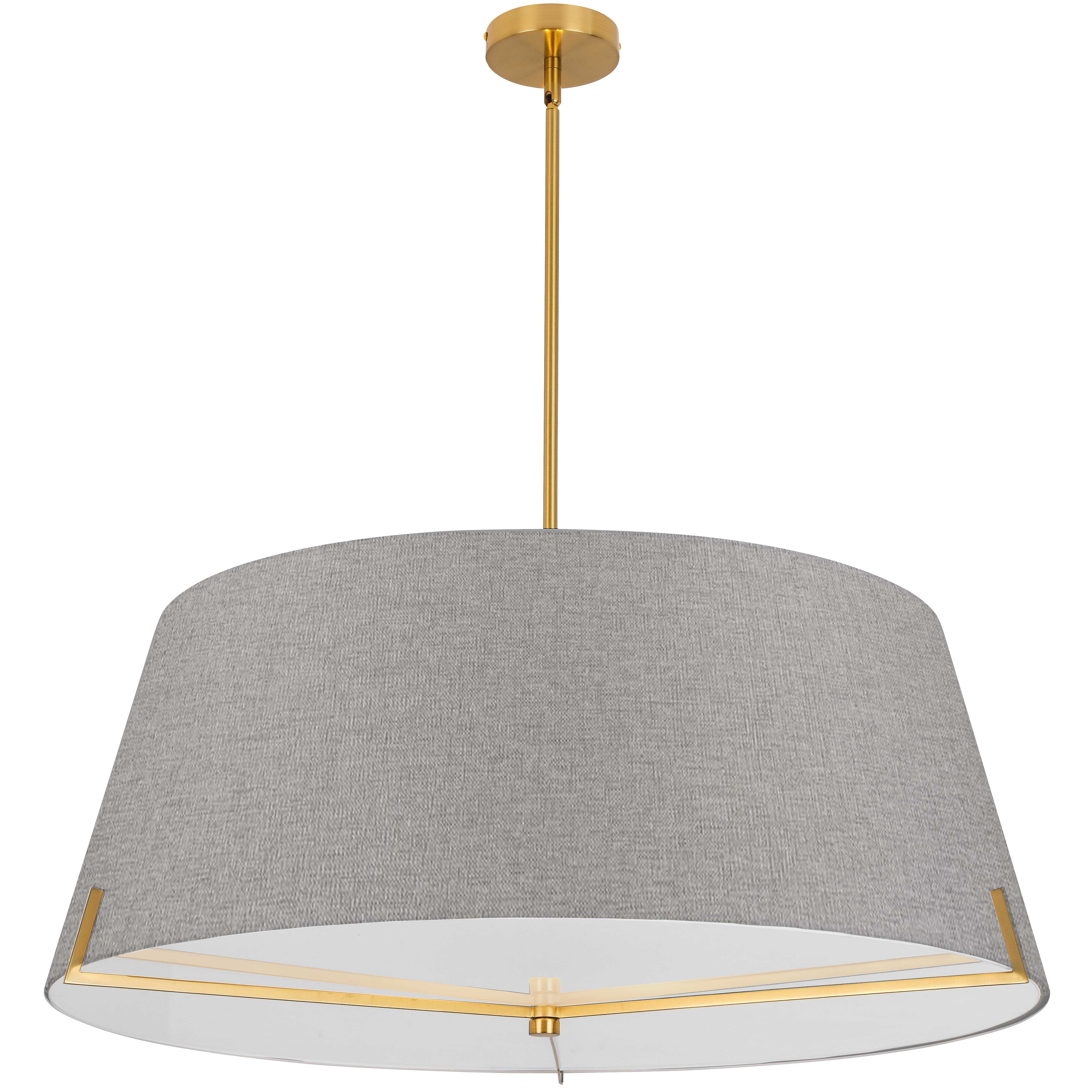 4 LT Incandescent Pendant, AGB w/ GRY fabric shade