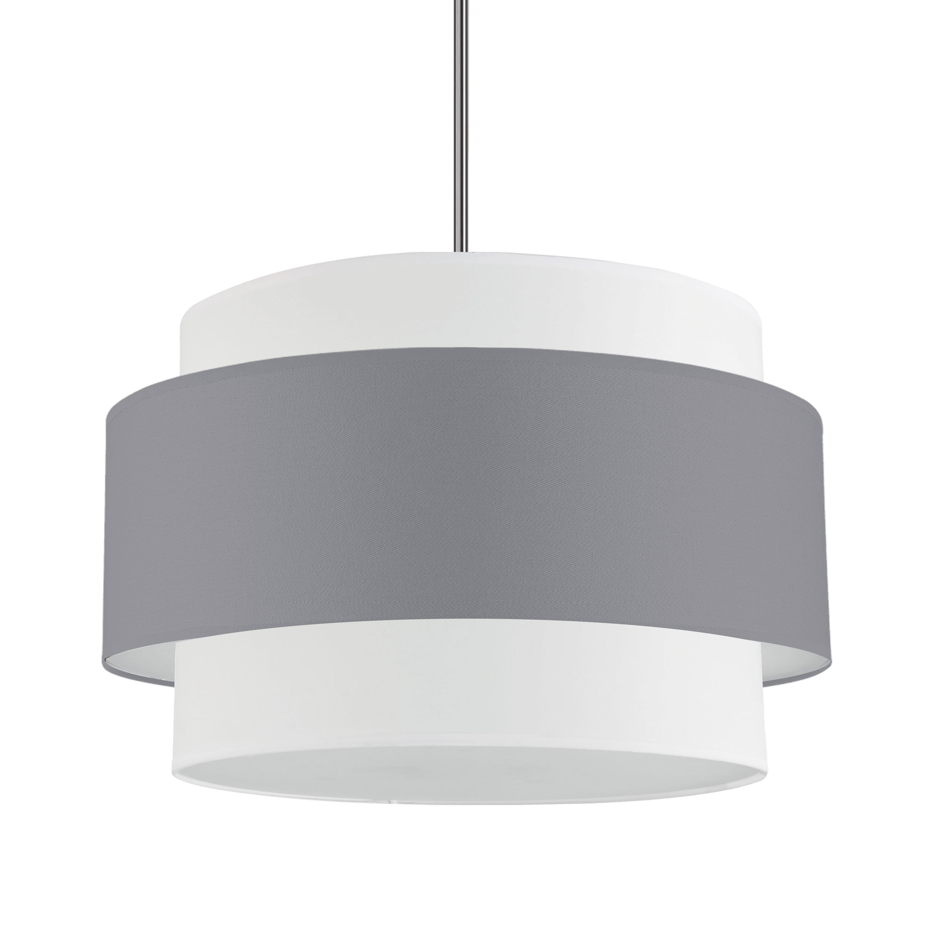 4LT Incandescent Chandelier, PC w/ GRY&WH Shade