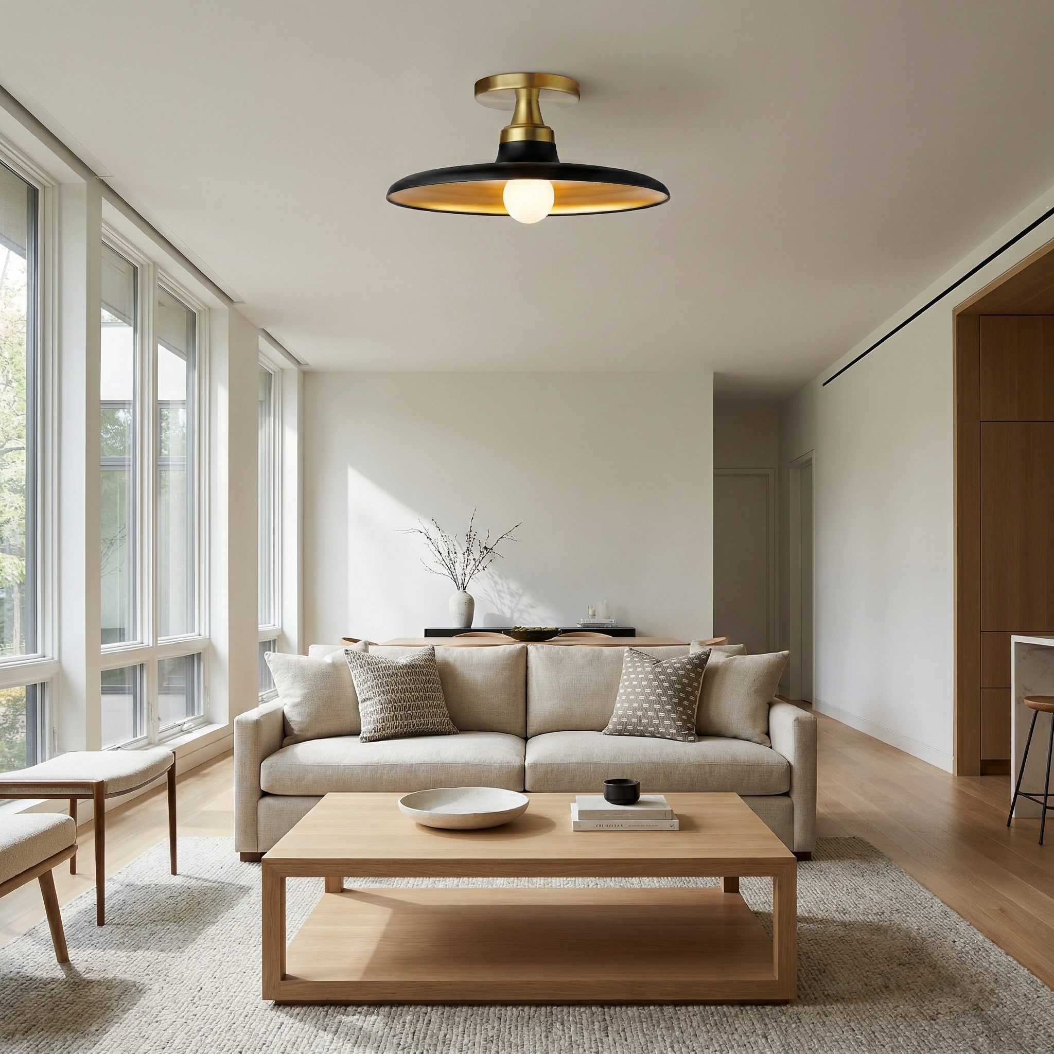 1LT Semi-Flush Mount, MB+AGB