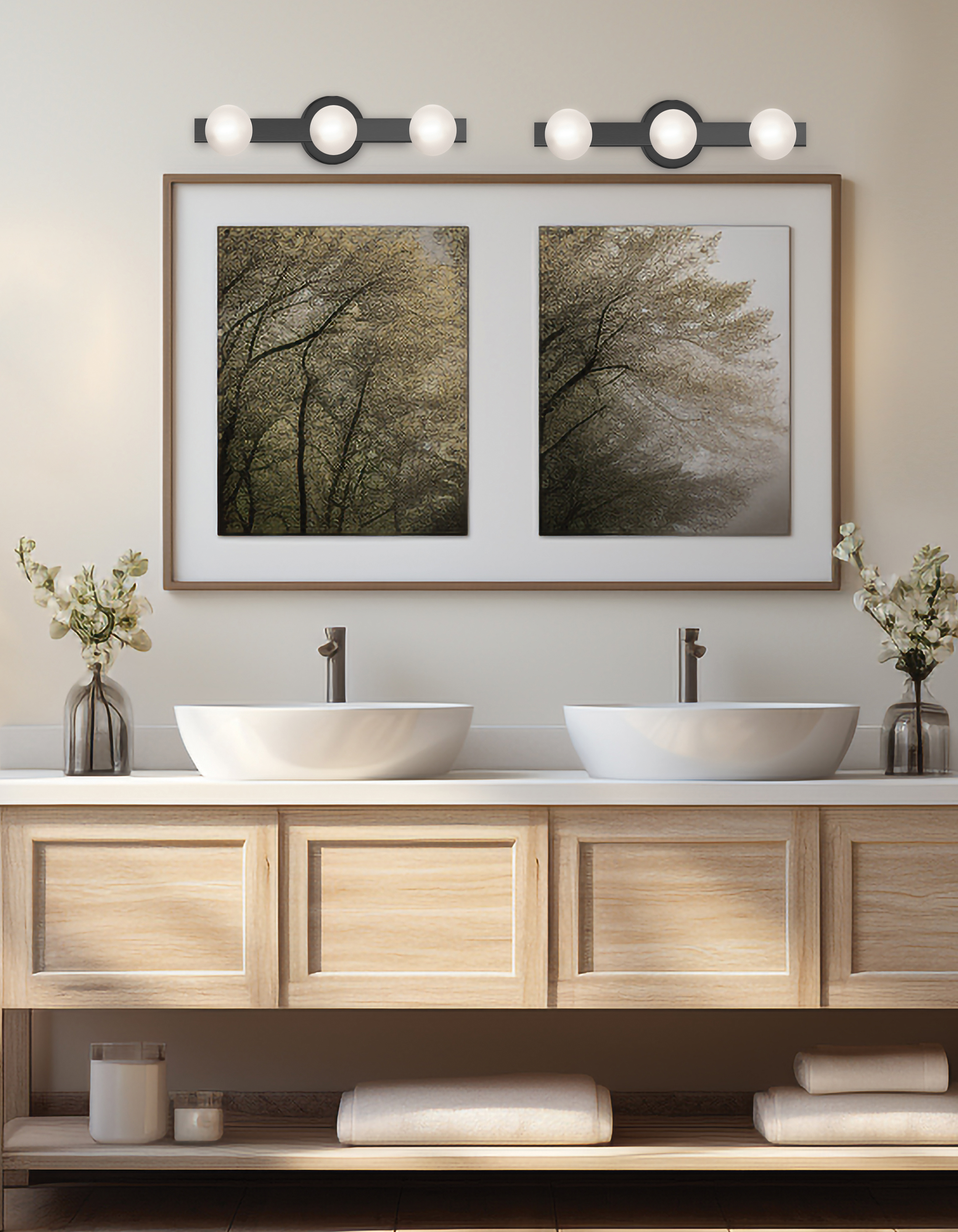 3LT Vanity, MB w/ Frosted Glass