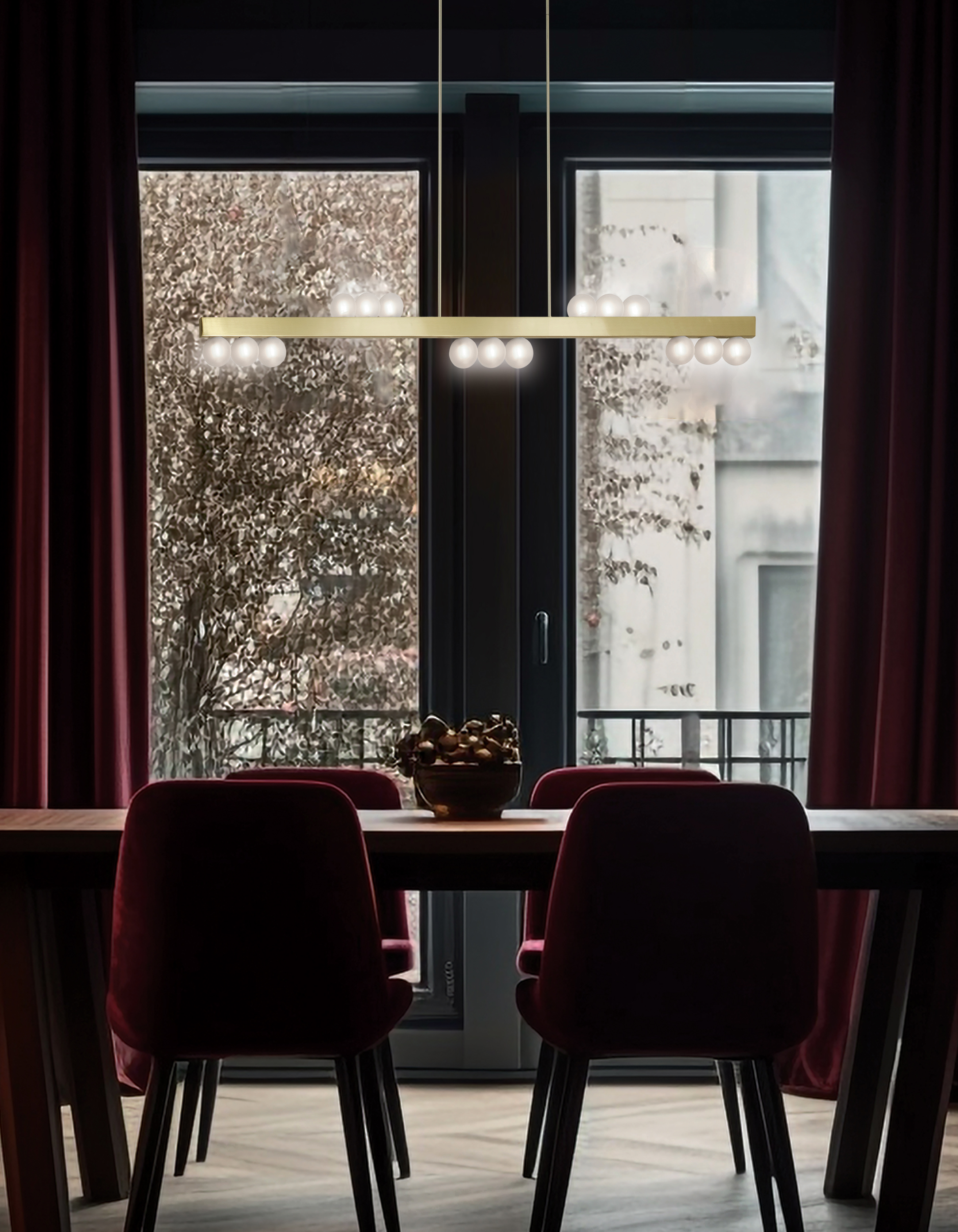 15LT Horiz Pendant, AGB w/ Frosted Glass