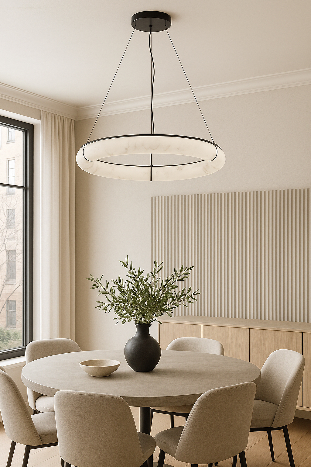 63W Pendant, MB w/ Faux Alabaster