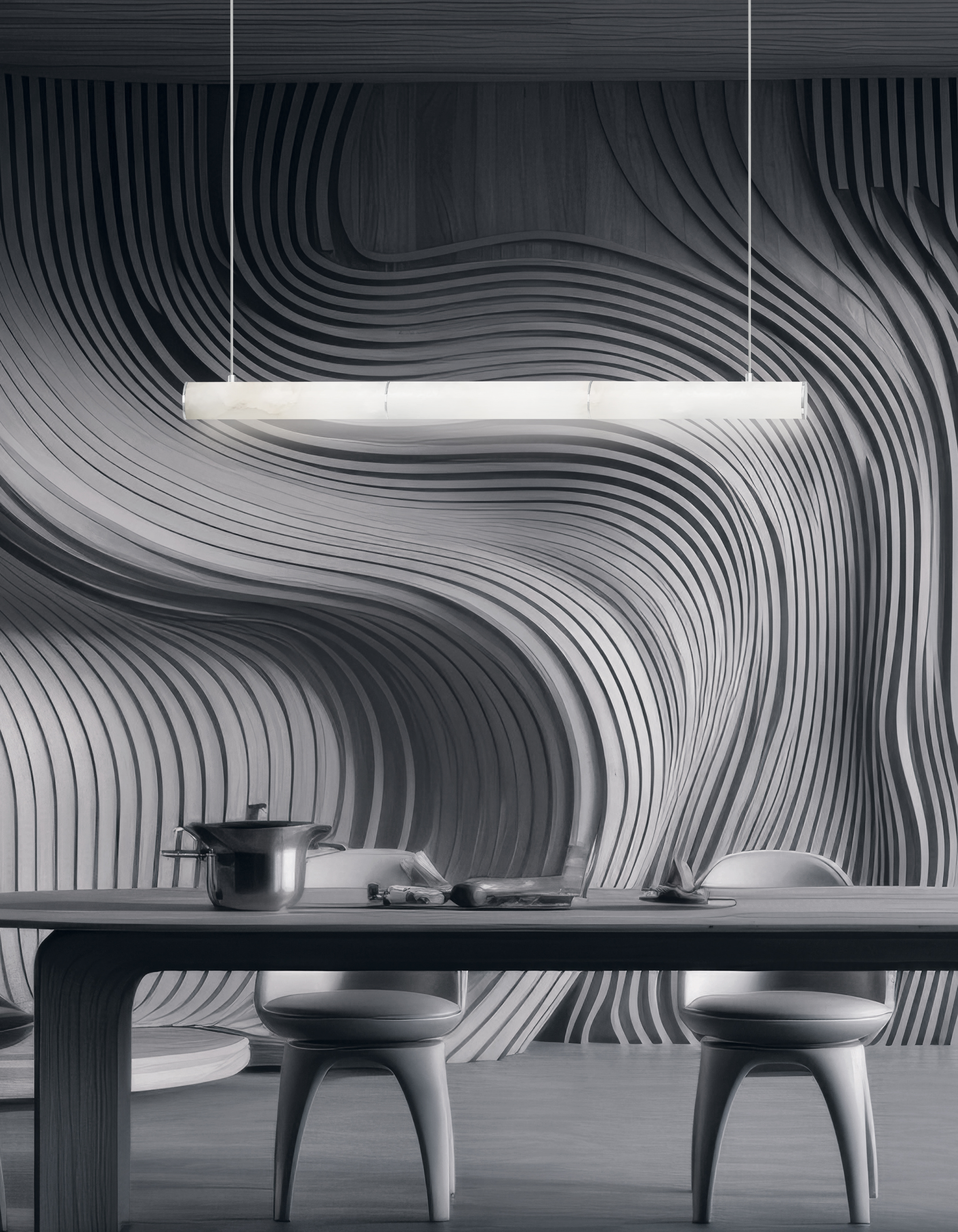 30W Horiz Pendant, PC w/ ALB Diffuser