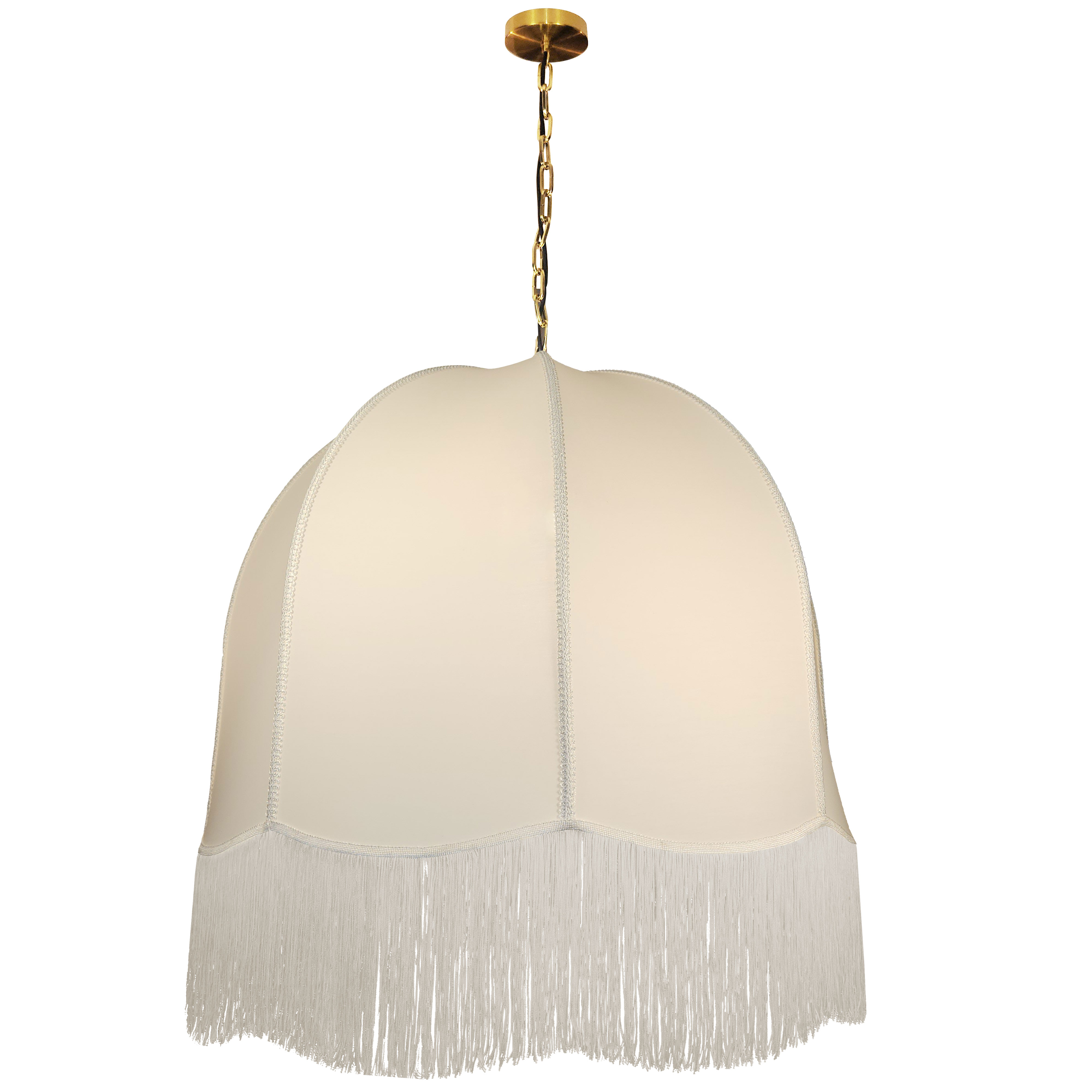 1LT Incandescent Pendant, AGB w/ WH Fringe Shade