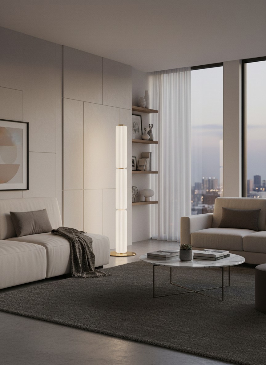 30W Floor Lamp, AGB w/ WH FL Glass