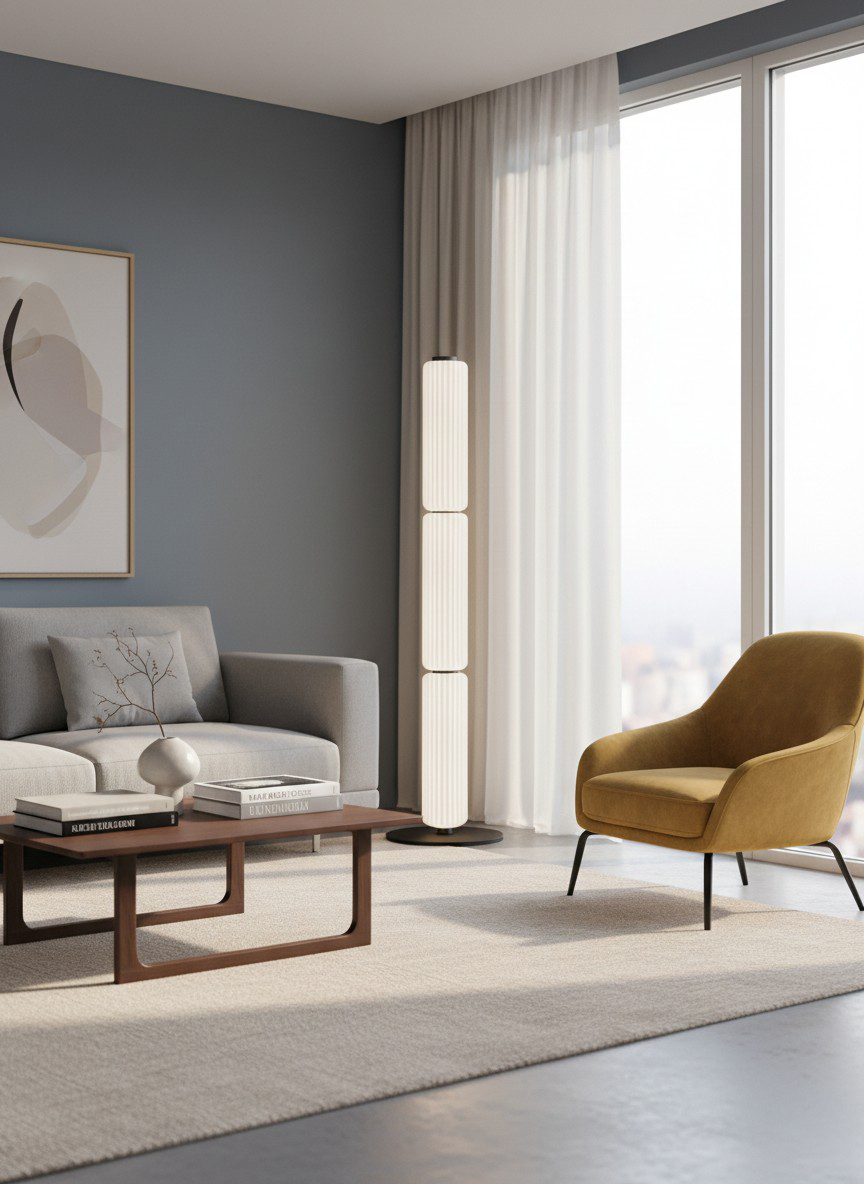 30W Floor Lamp, MB w/ WH FL Glass