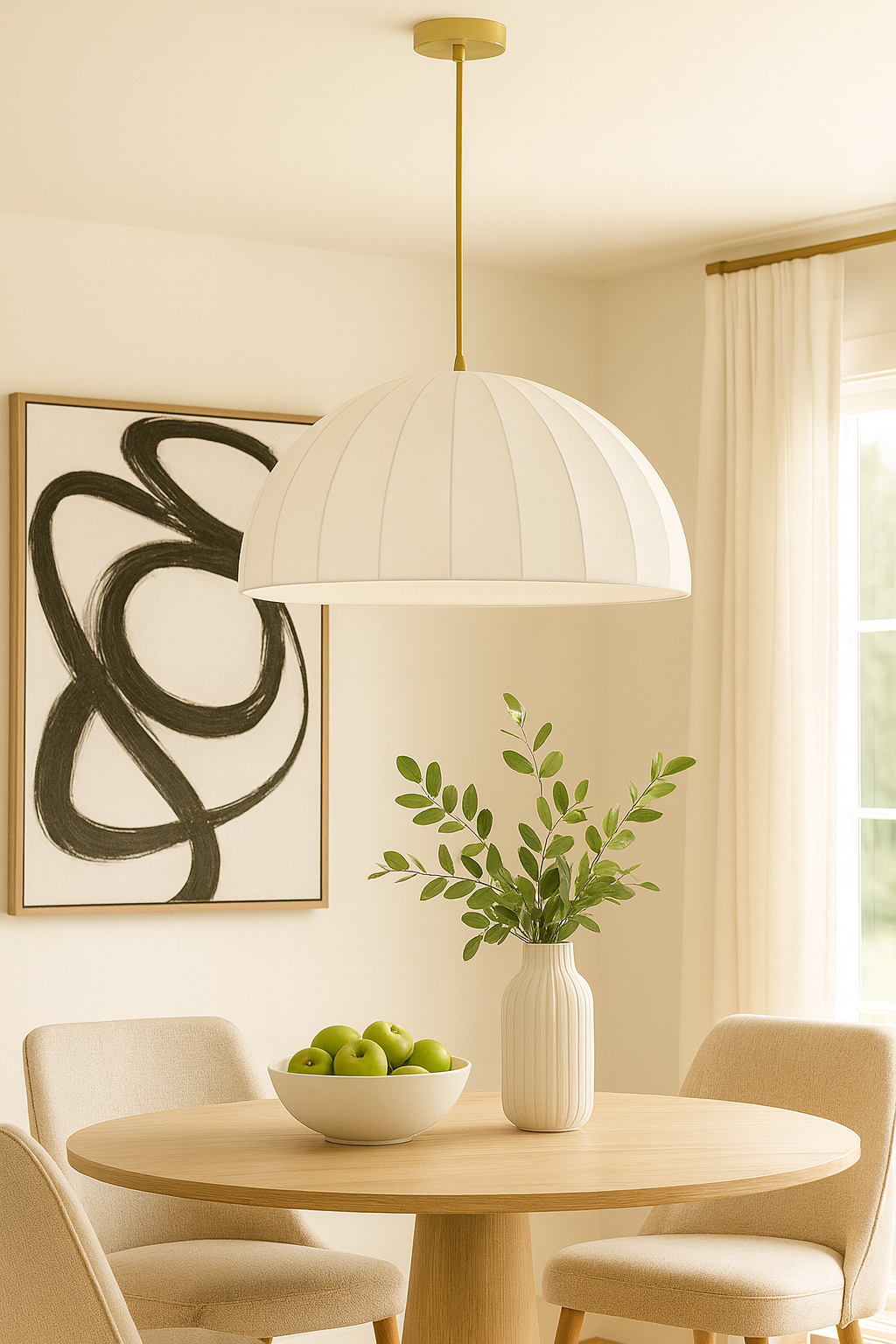 1LT Pendant, AGB w/ BG Linen Shade