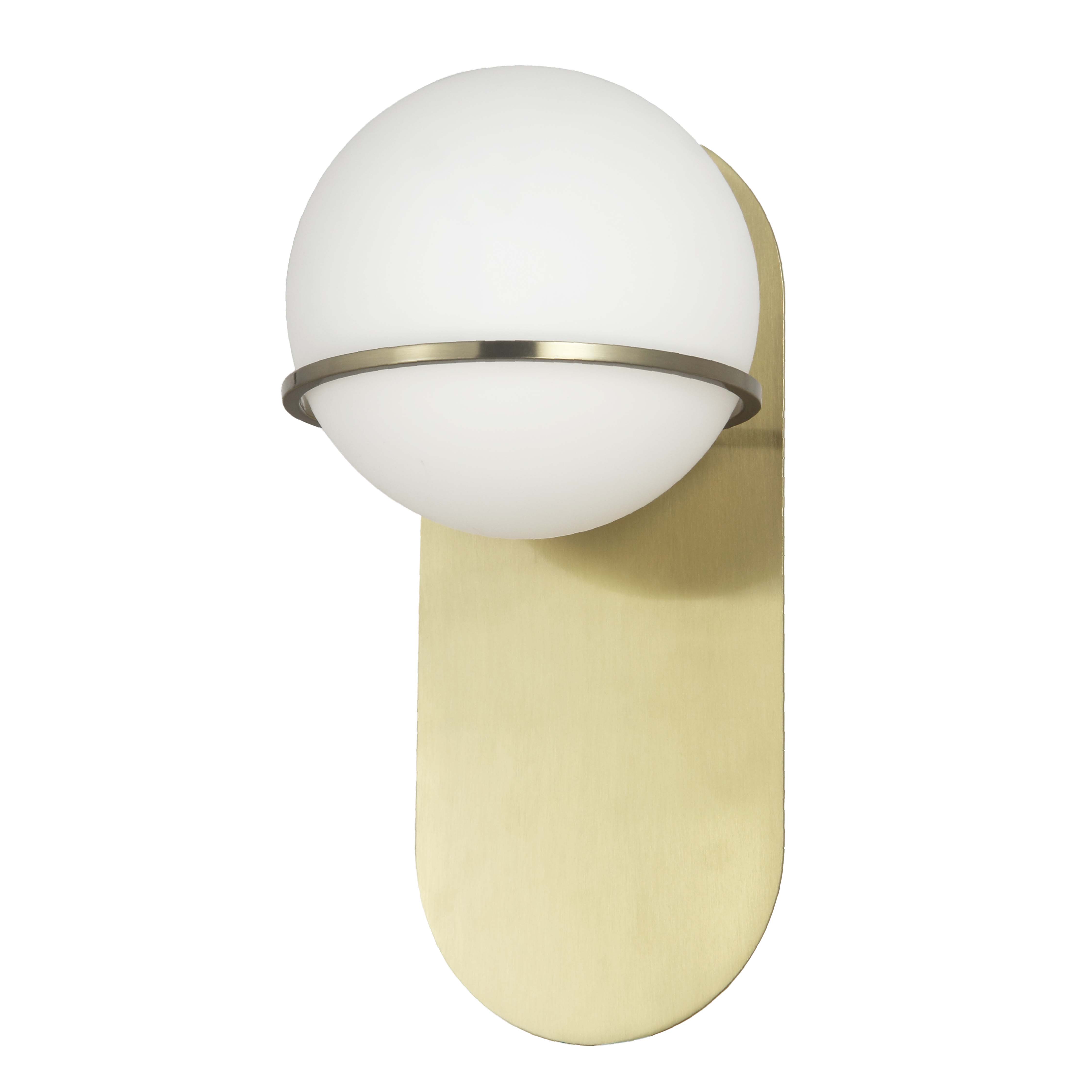 1LT Halogen Wall Sconce, AGB w/ WH Glass