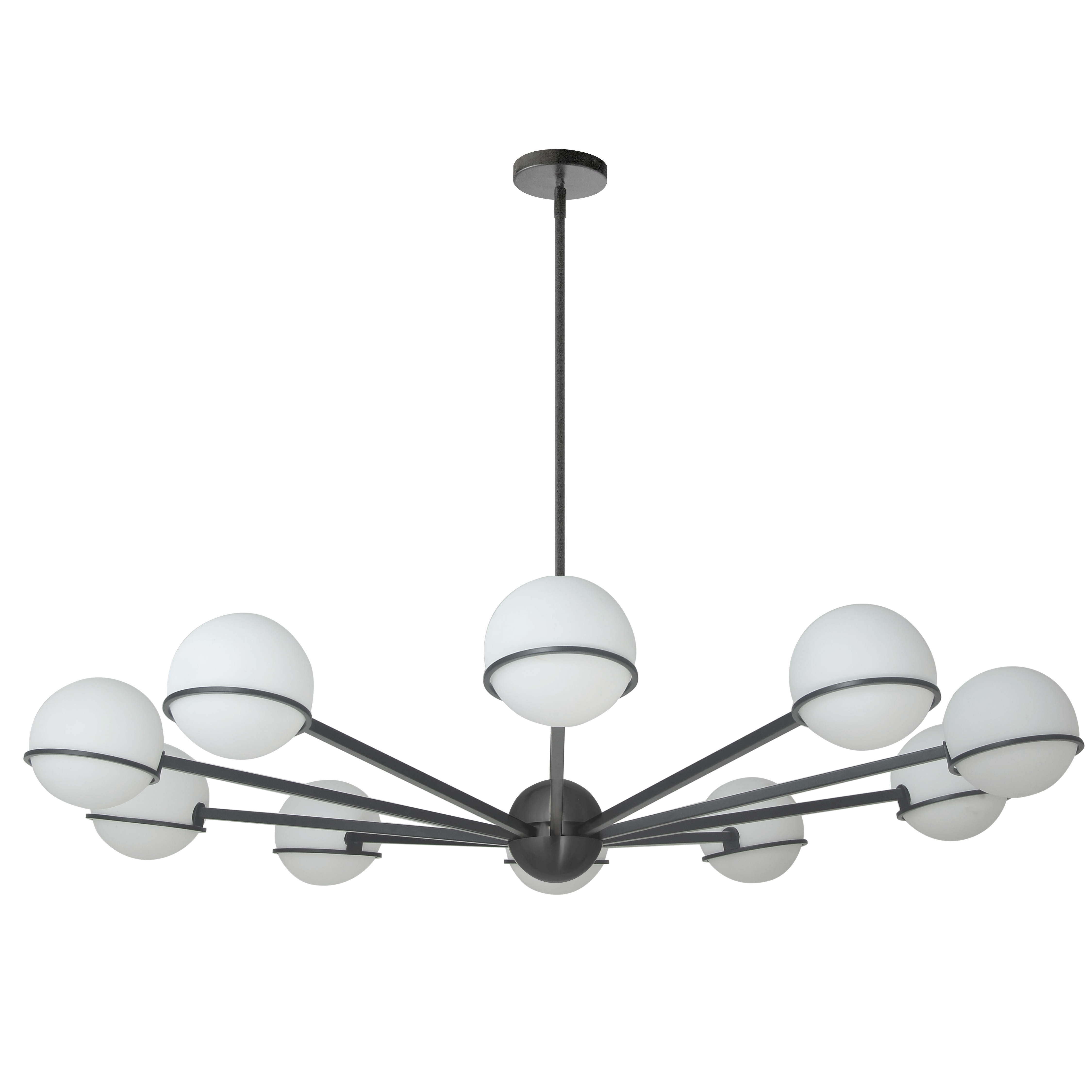10LT Halogen Chandelier, MB with WH Opal Glass