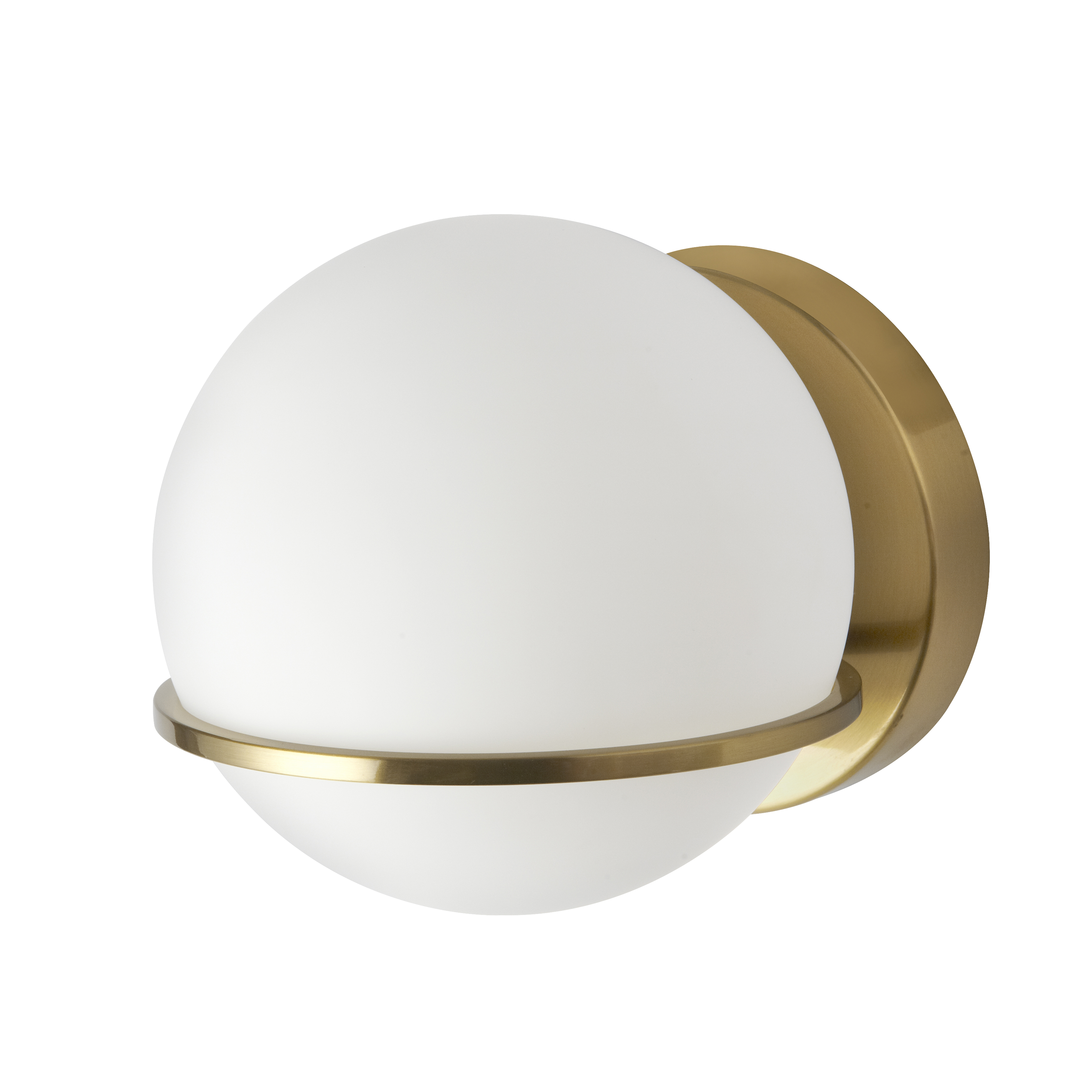 1LT Halogen Wall Sconce, AGB with WH Opal Glass