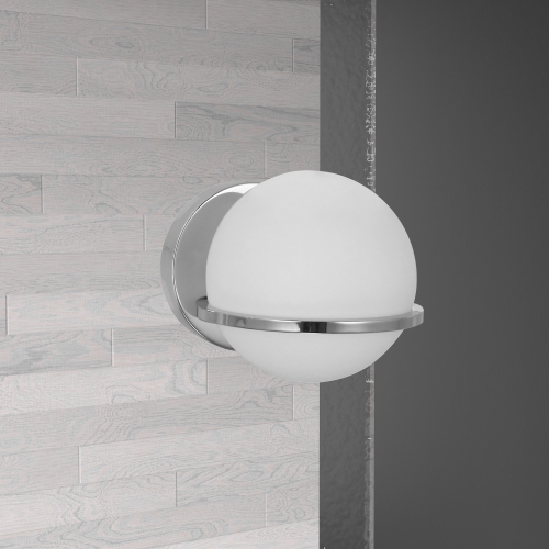 1LT Wall Sconce, PC Finish with White GL