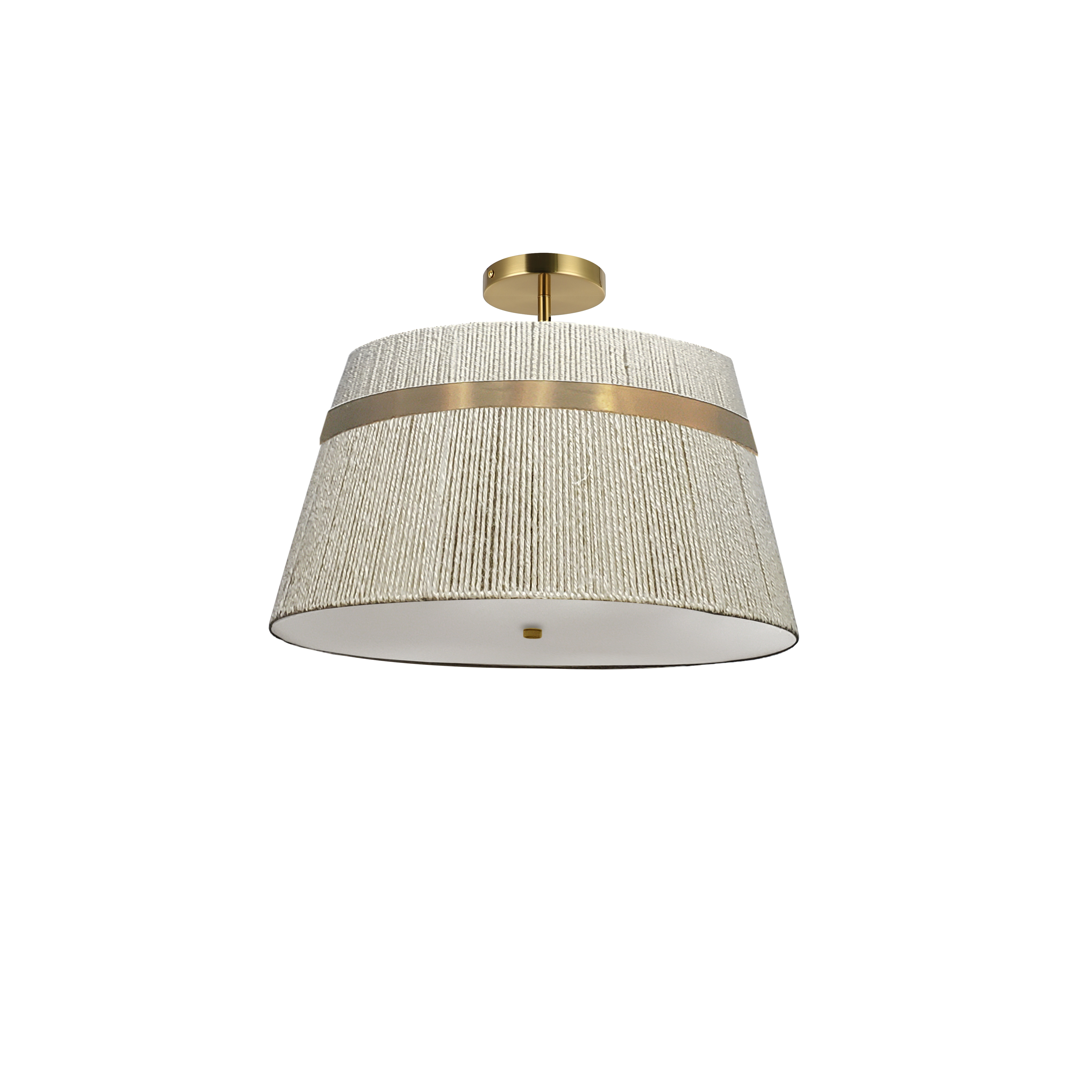 3LT Semi-Flush Mount, AGB w/ NAT String Shade
