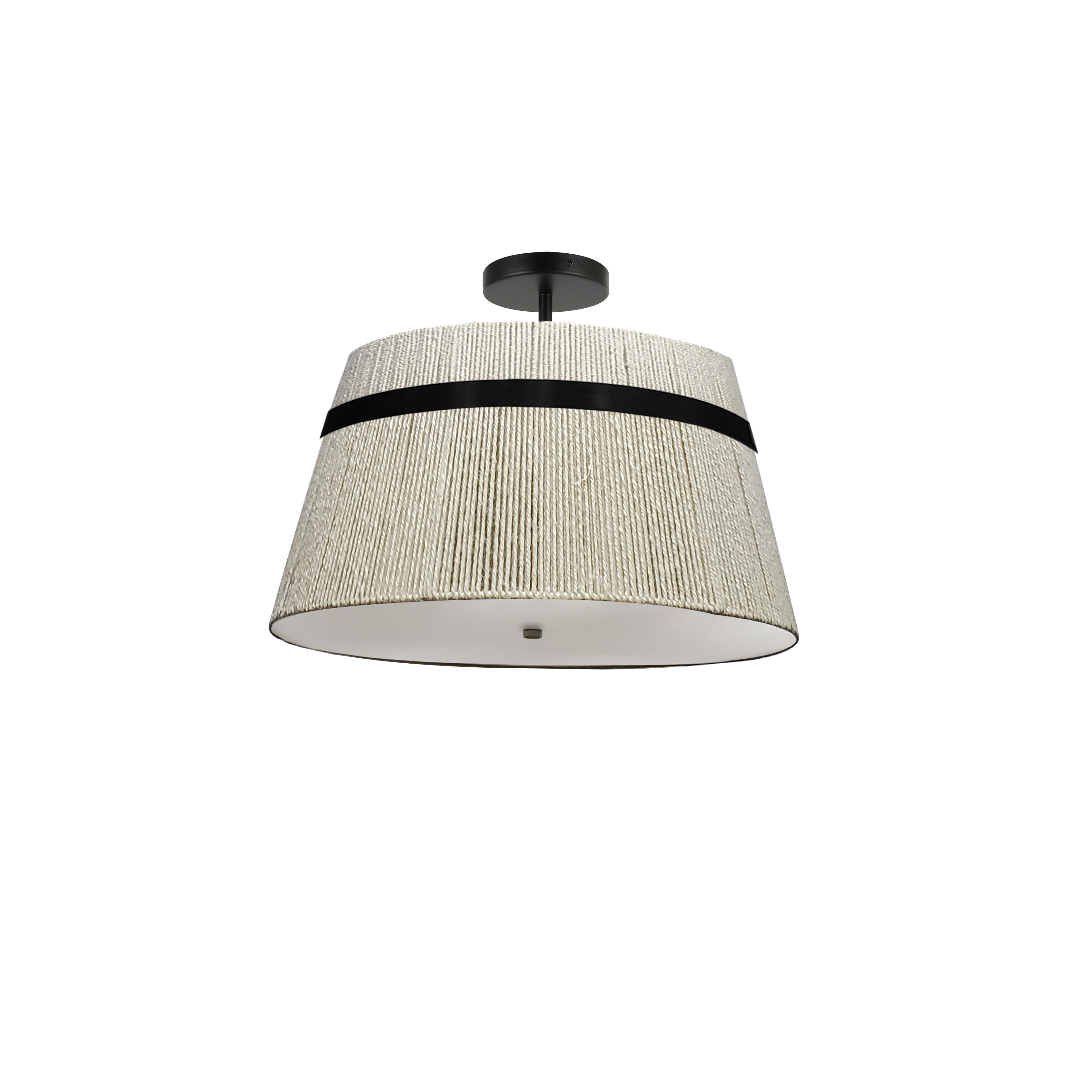 3LT Semi-Flush Mount, MB w/ NAT String Shade