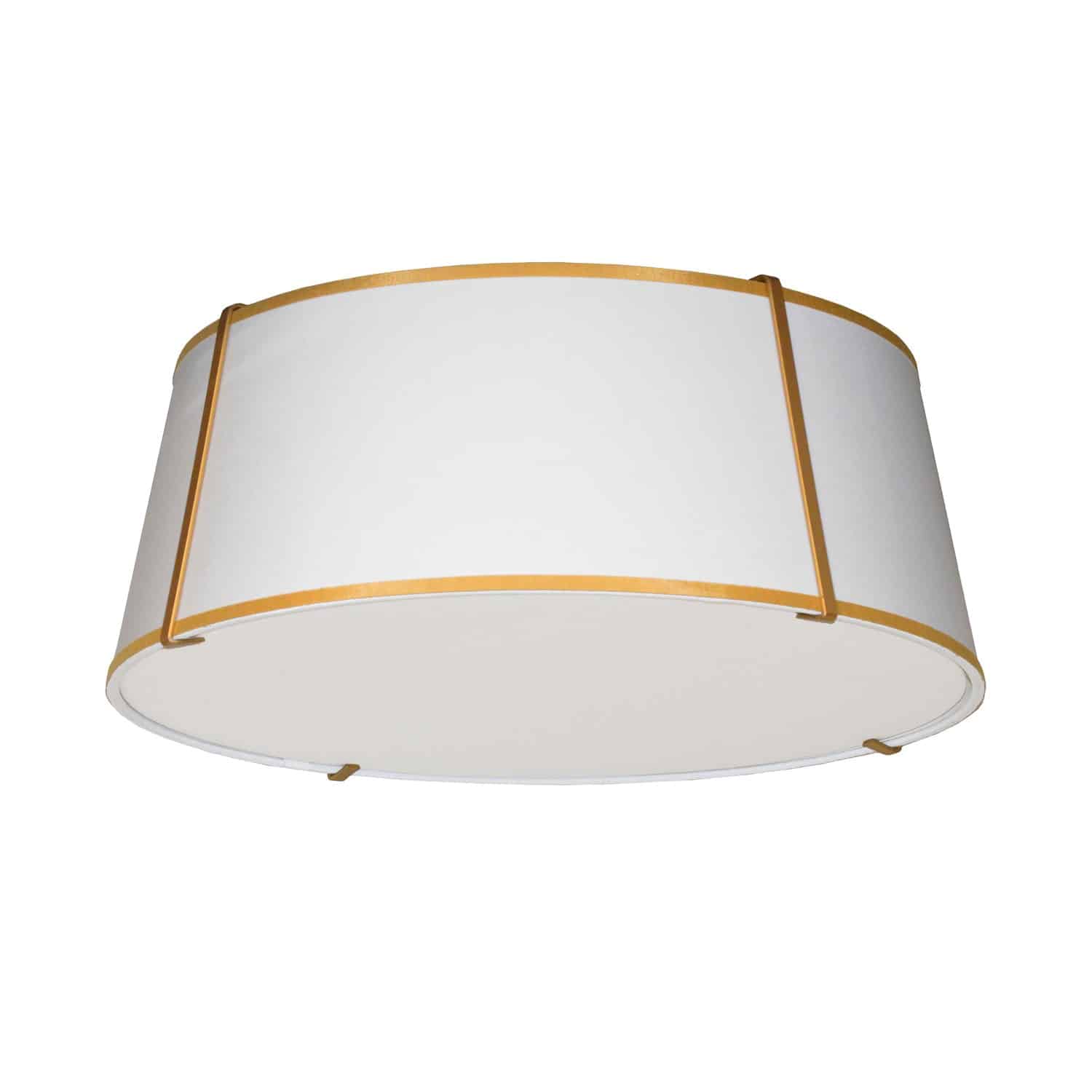 4LT Trapezoid Flush Mount, GLD with WH Shade