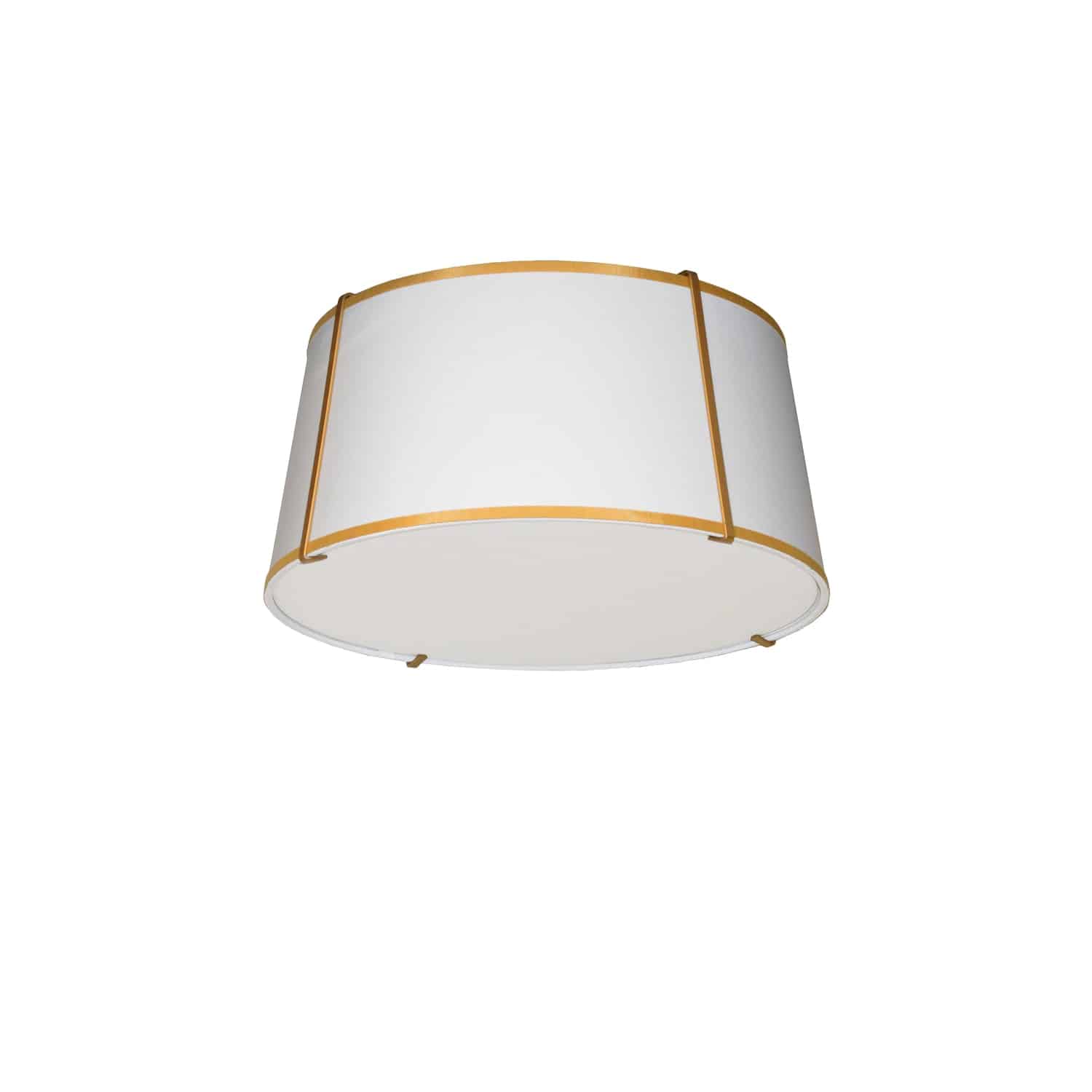 3LT Trapezoid Flush Mount, GLD with WH Shade