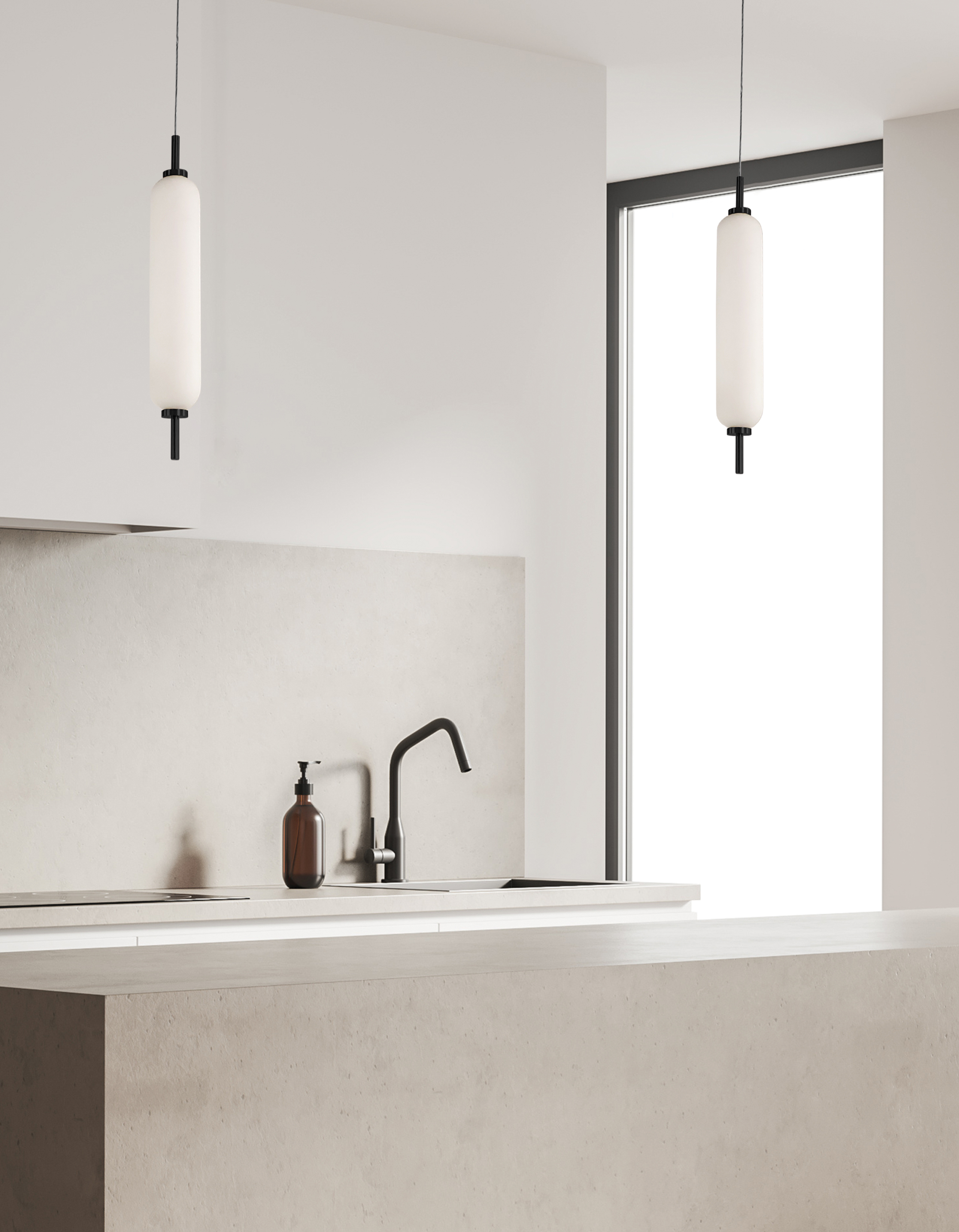 10W Pendant, MB w/ WH Opal Glass