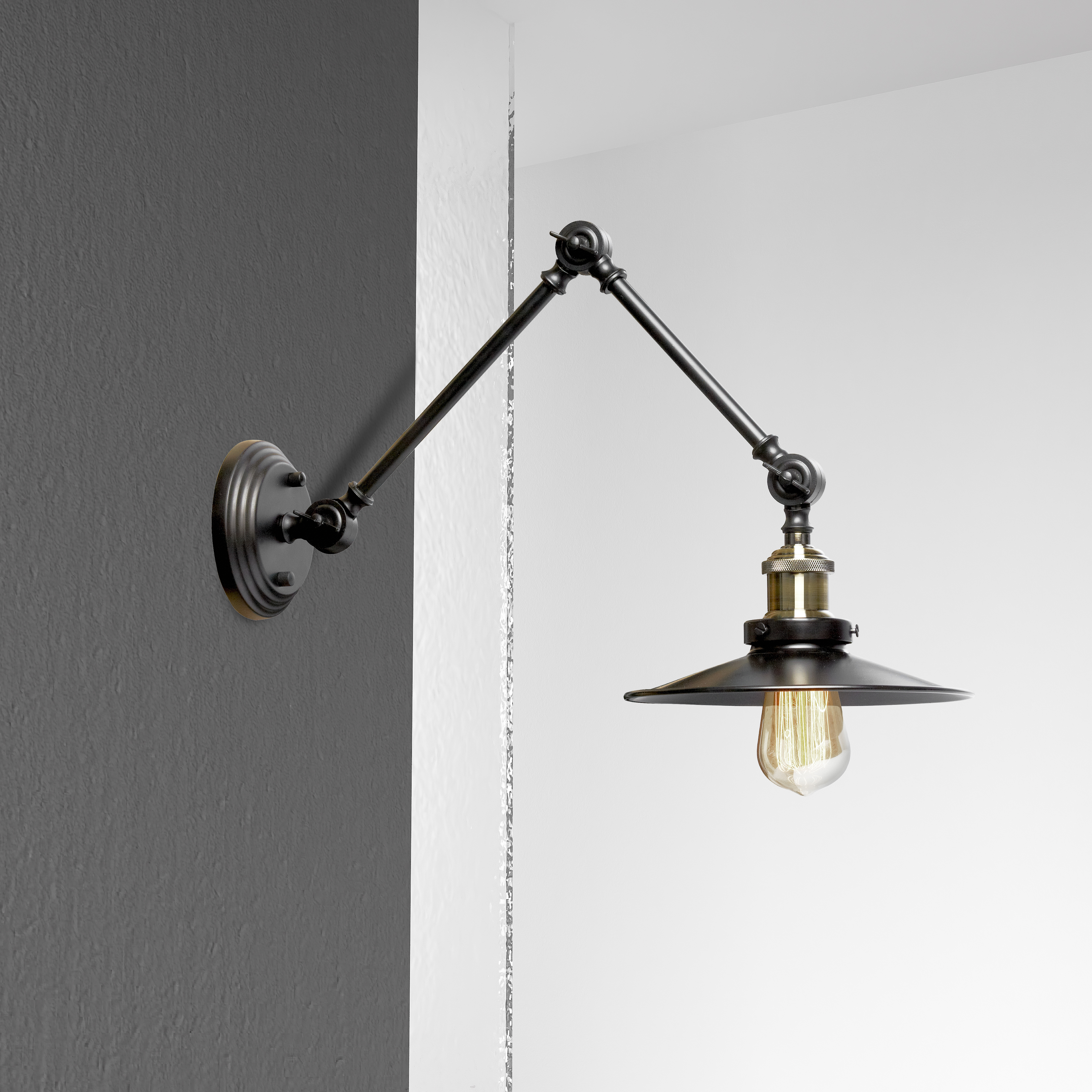 1LT Incandescent Adjustable Wall Lamp, Blk finish