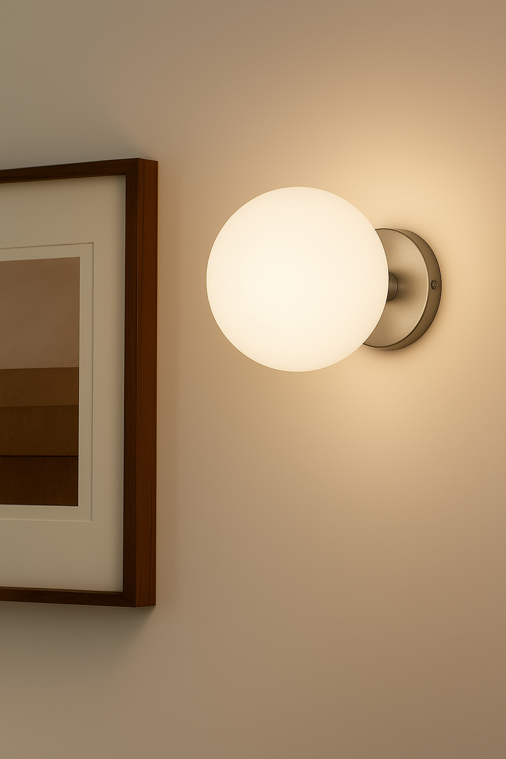 6W Wall Sconce, PC w/ Opal glass