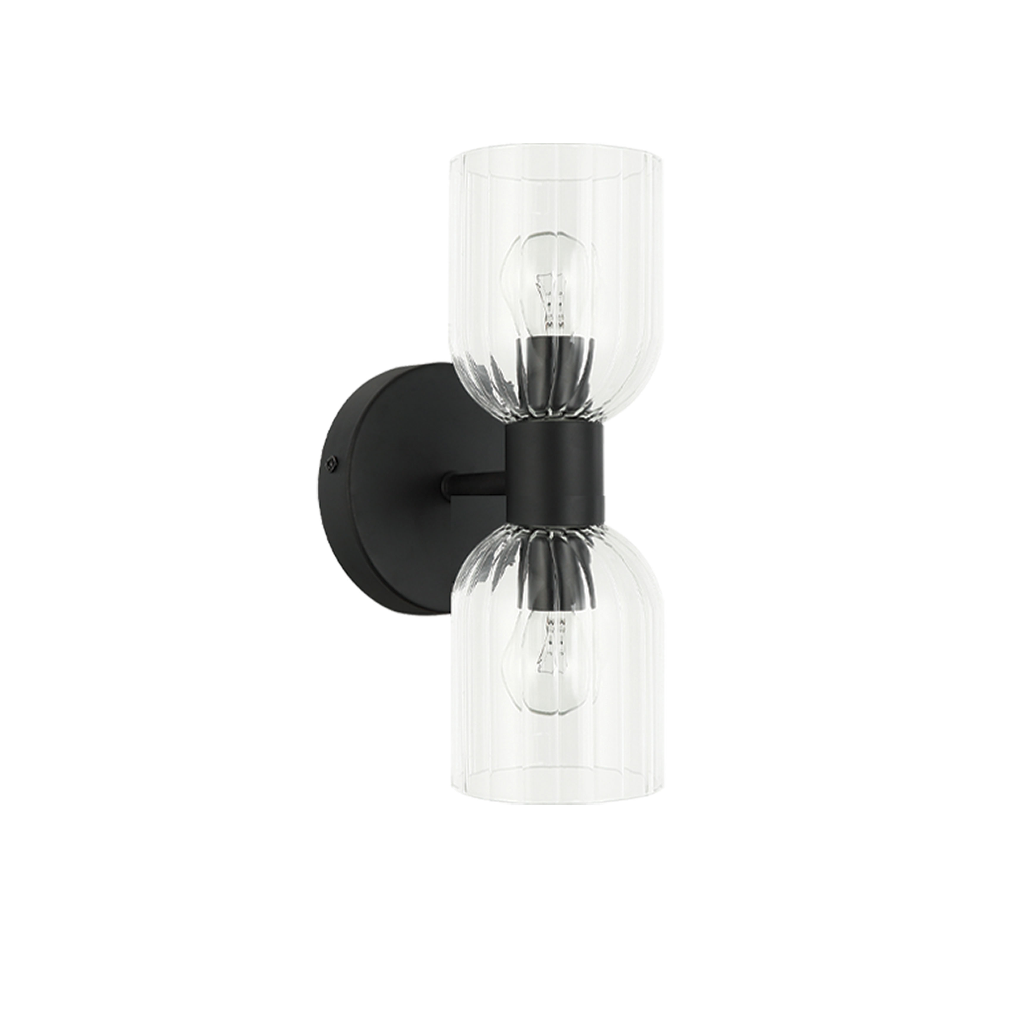 2LT Wall Sconce, MB w/ CLR Ribbed Glass