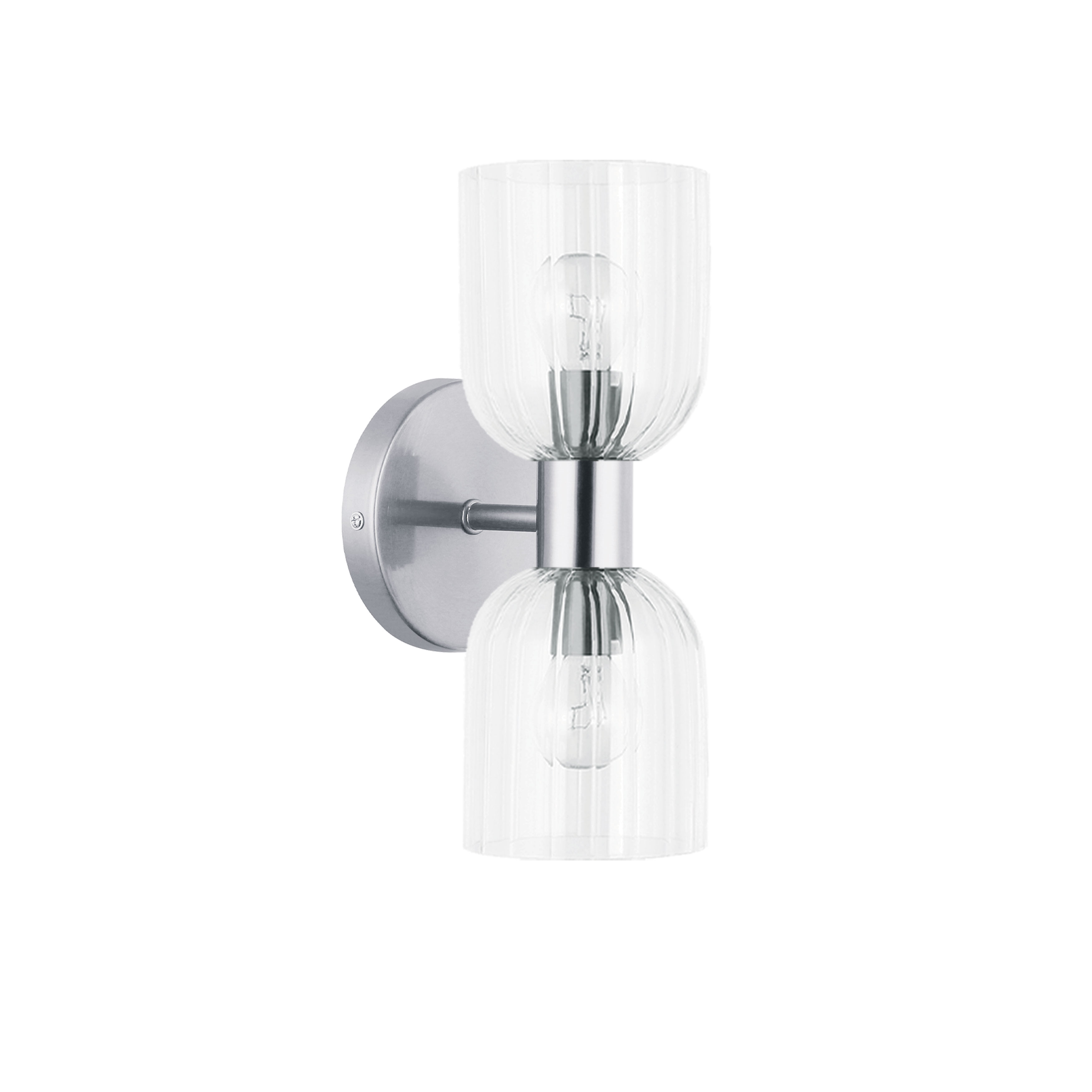 2LT Wall Sconce, PC w/ CLR Ribbed Glass