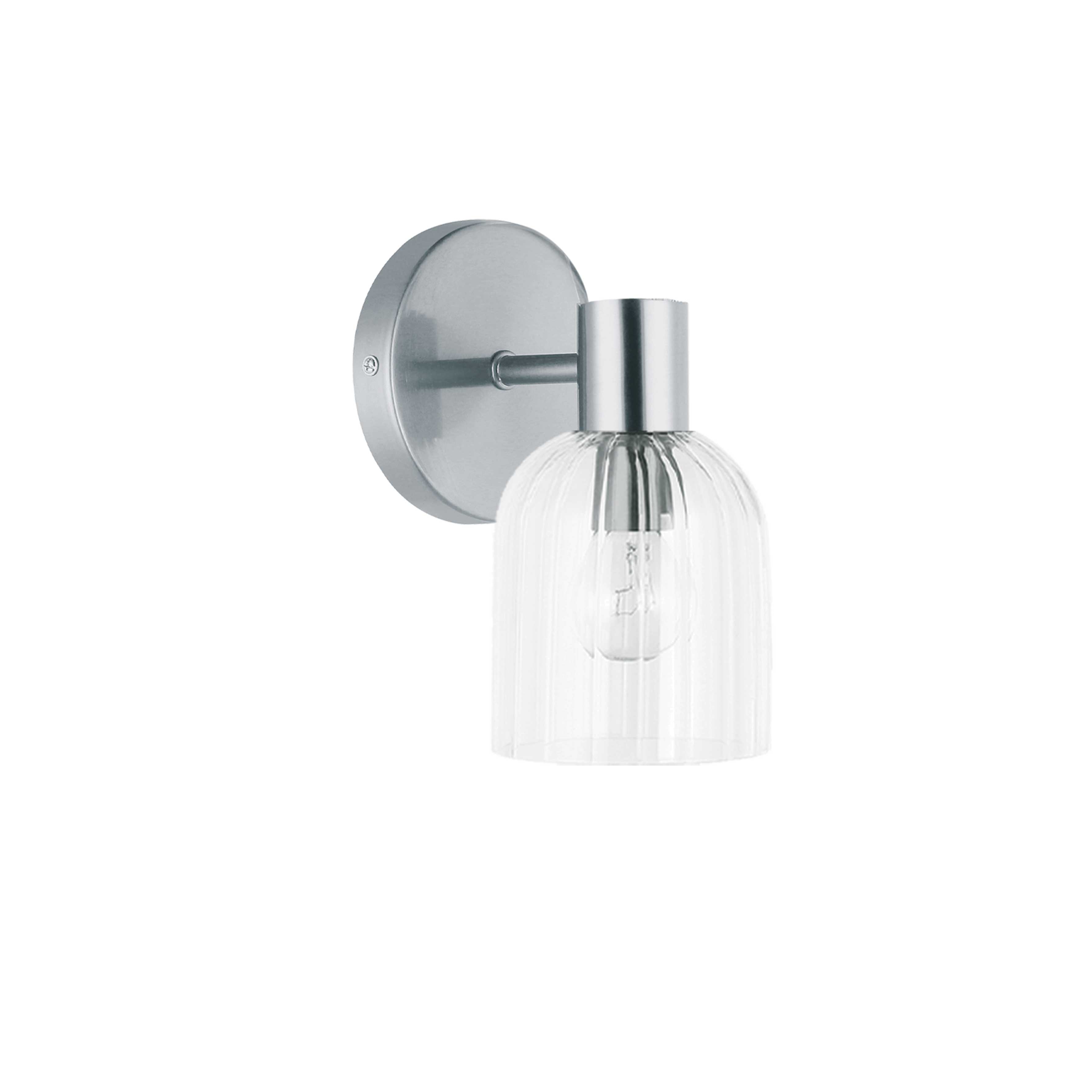 1LT Wall Sconce, PC w/ CLR Ribbed Glass