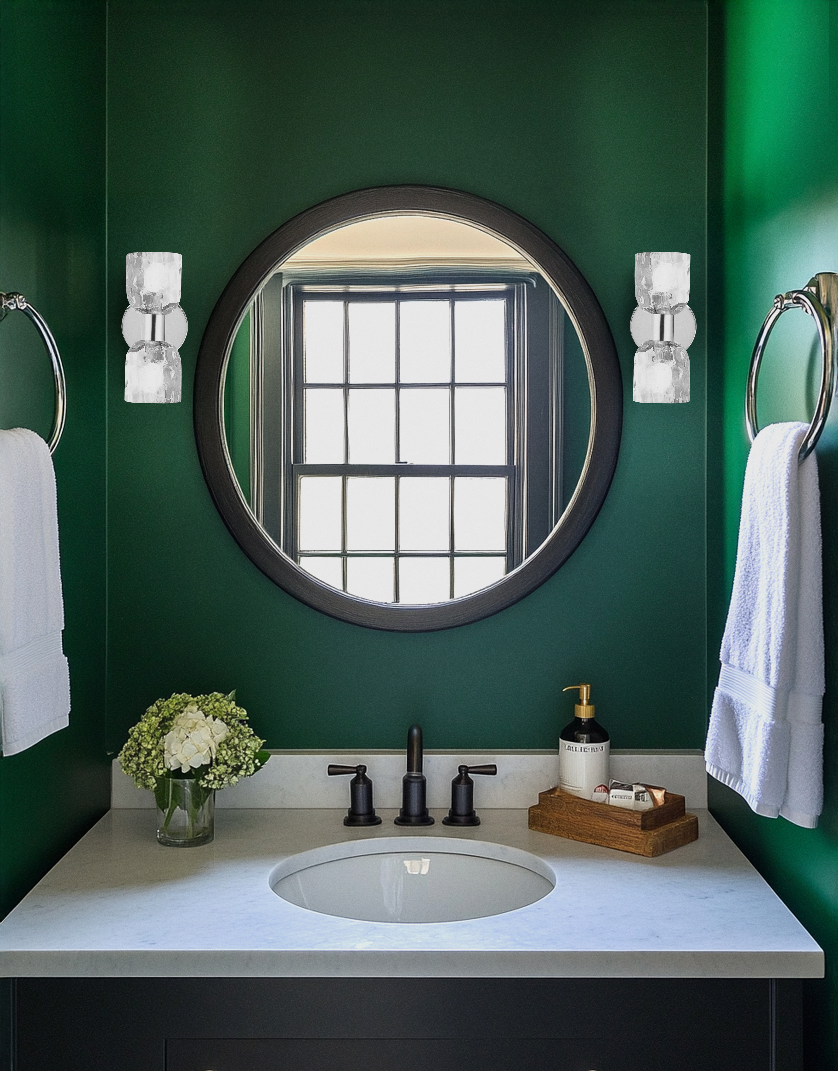 2LT Wall Sconce, PC w/ CLR Water Glass