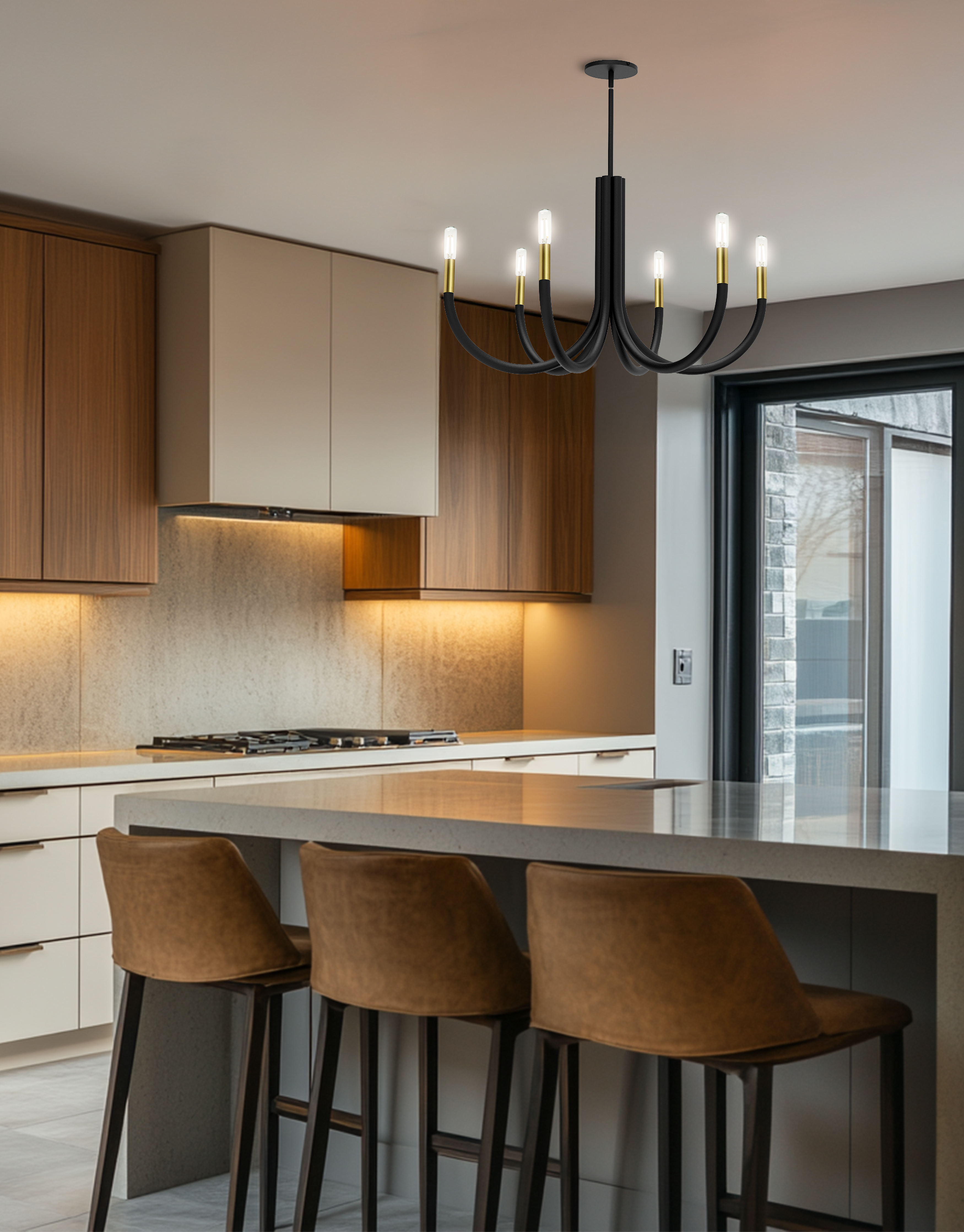 6LT Incandescent Chandelier, MB & AGB
